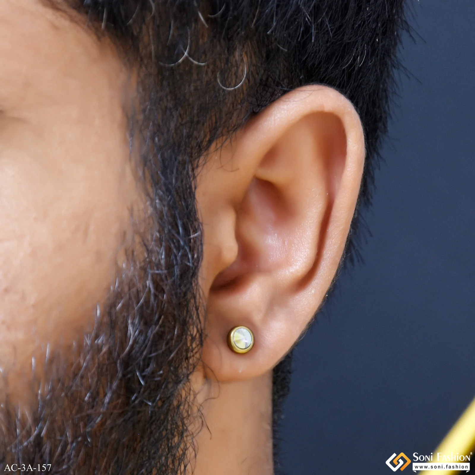 Amazing Design Golden Color Stud Earring for Men (2 Pc) - Style A157