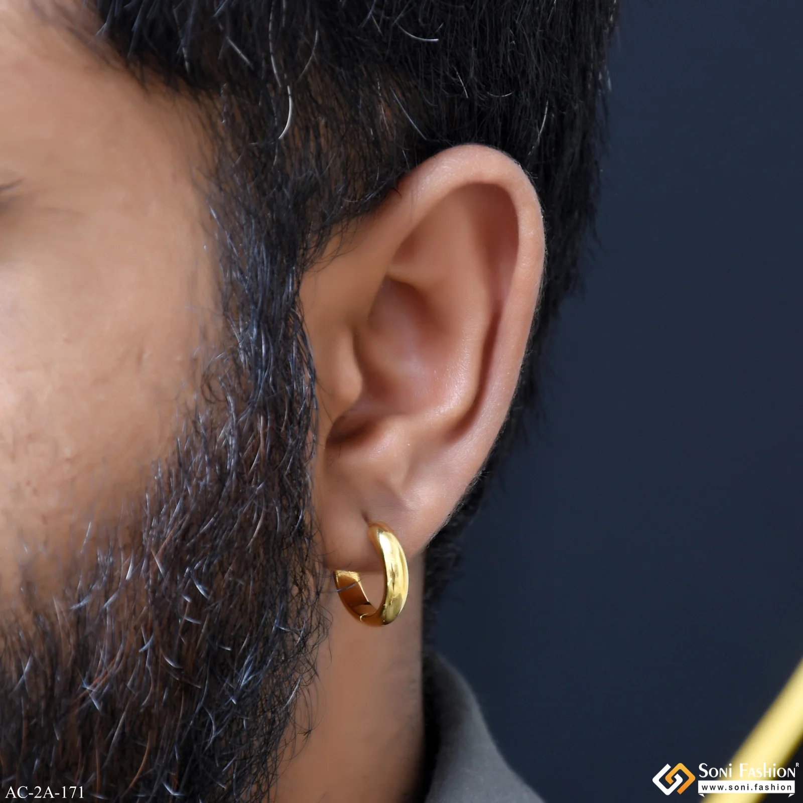 Amazing Design Golden Color Stud Earring for Men (2 Pc) - Style A171