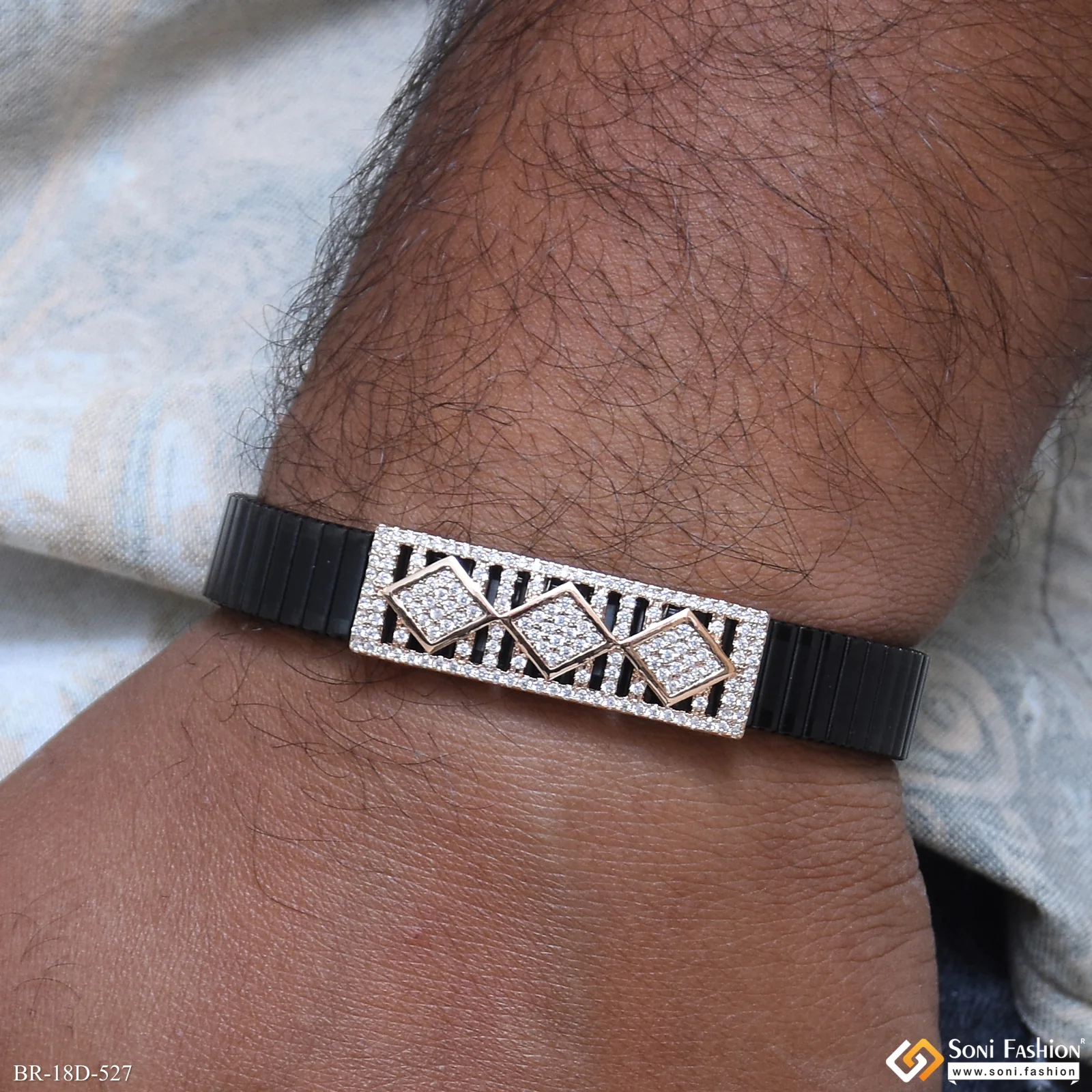 Amazing Design Rose Gold & Black Color Bracelet for Men - Style D527 - Image 2