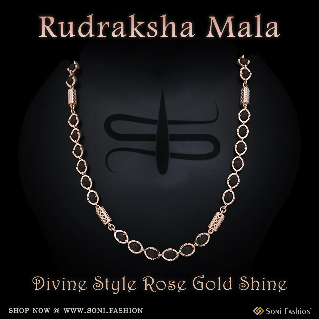 Amazing Design Rose Gold Color Rudraksha Mala for Men - Style A428