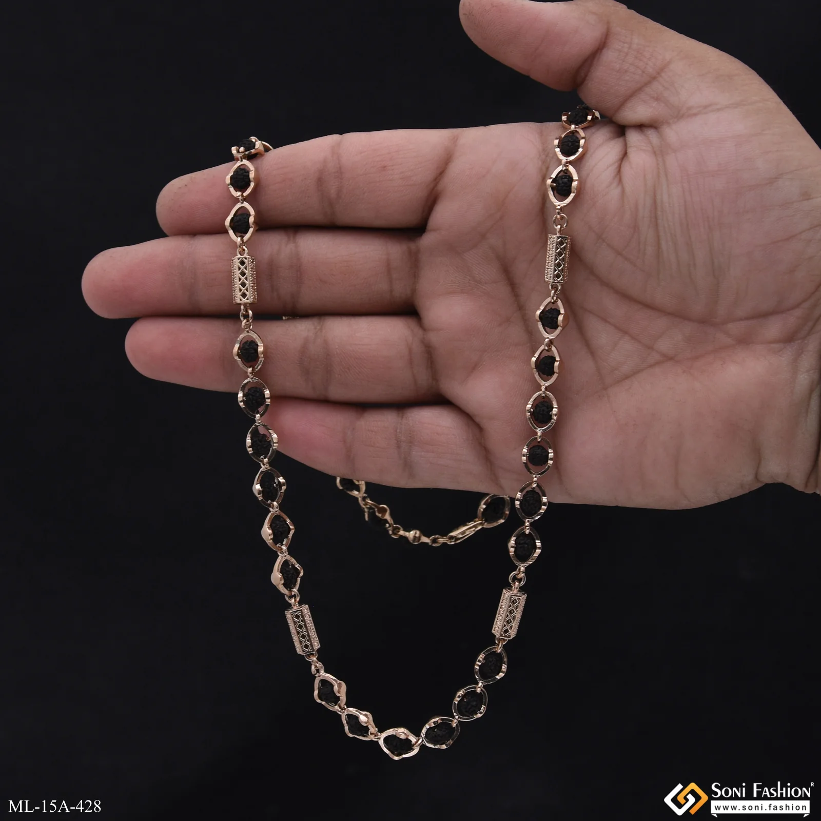 Amazing Design Rose Gold Color Rudraksha Mala for Men - Style A428 - Image 2