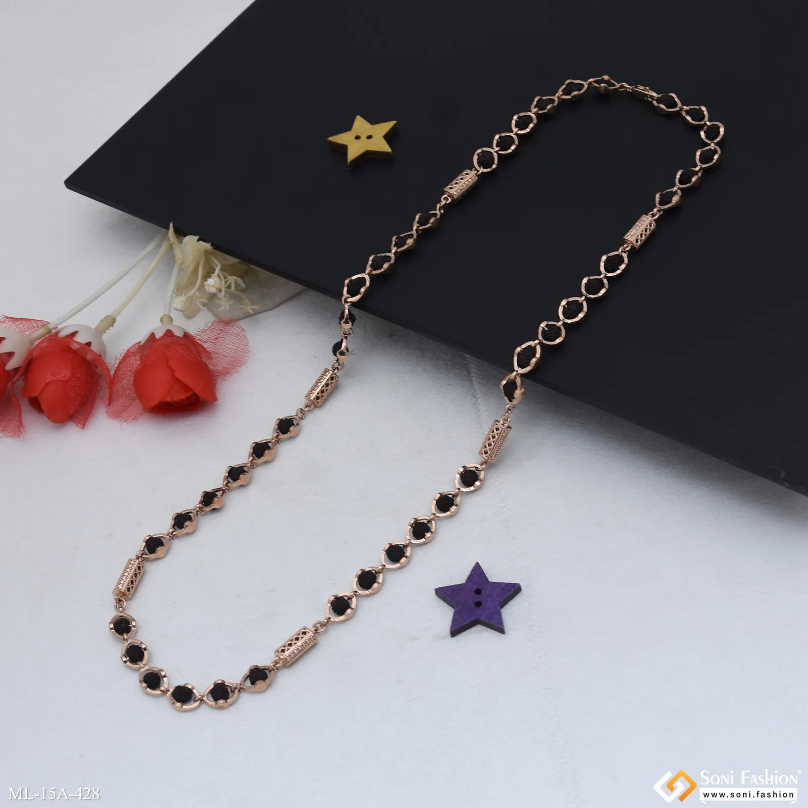Amazing Design Rose Gold Color Rudraksha Mala for Men - Style A428 - Image 4