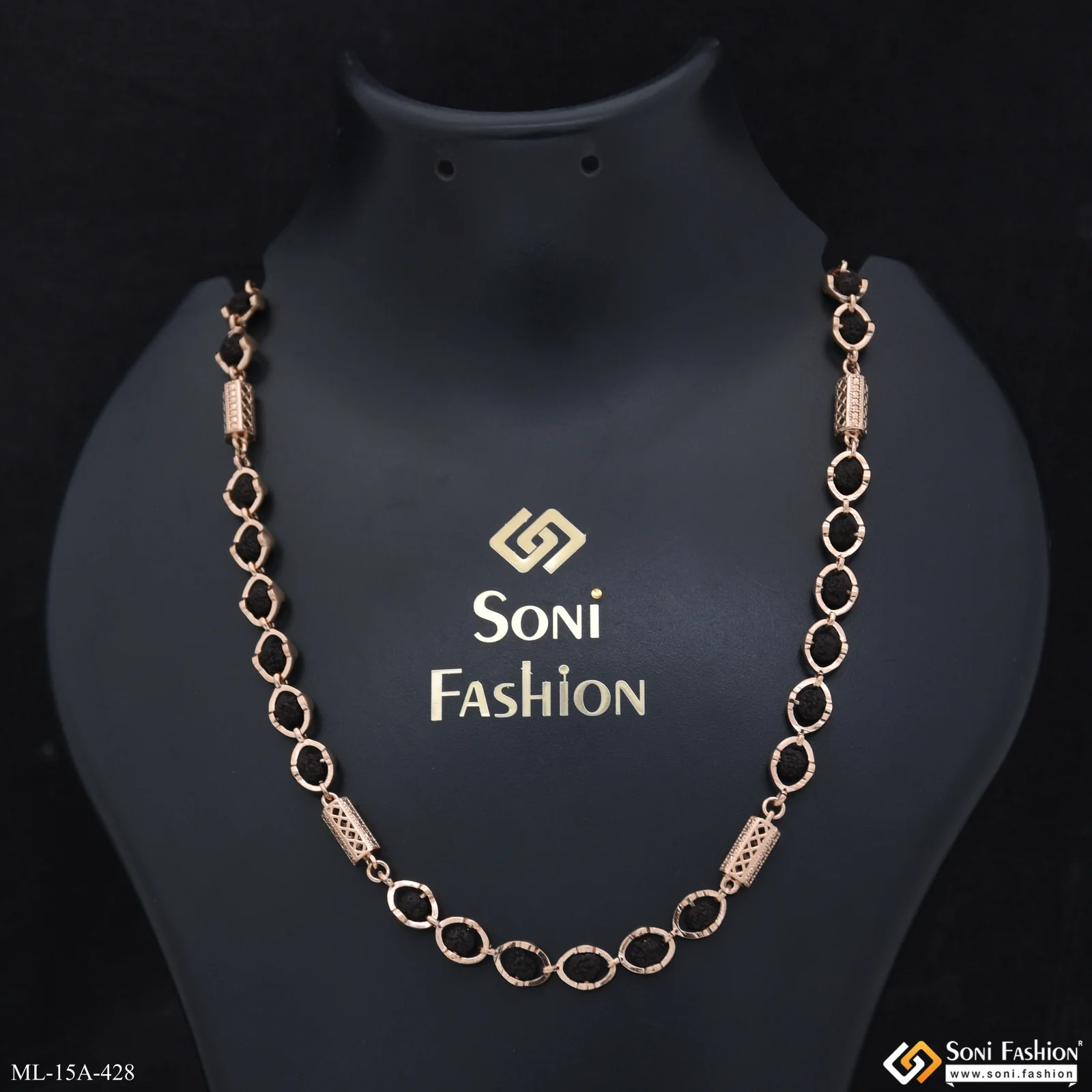Amazing Design Rose Gold Color Rudraksha Mala for Men - Style A428 - Image 5