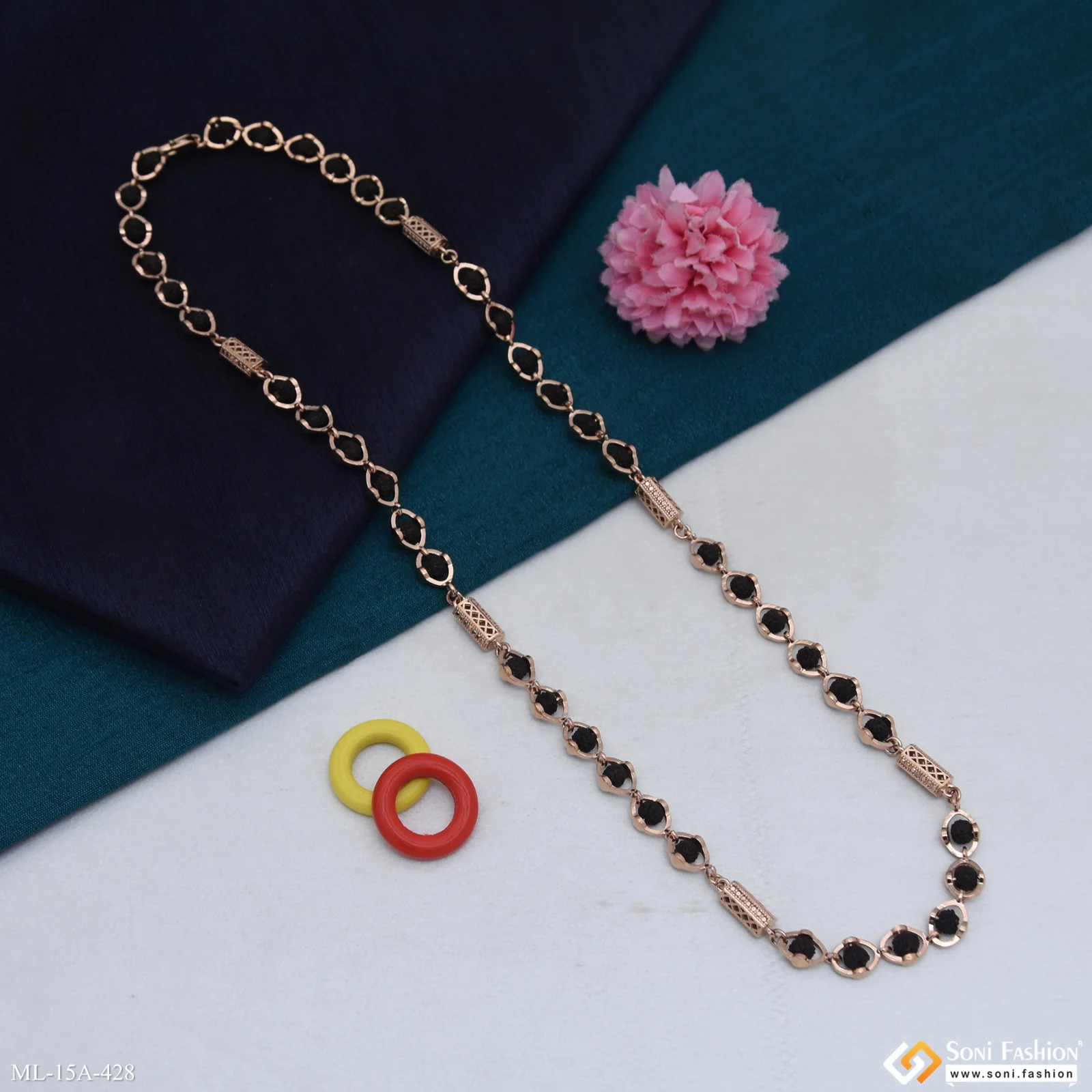 Amazing Design Rose Gold Color Rudraksha Mala for Men - Style A428 - Image 6