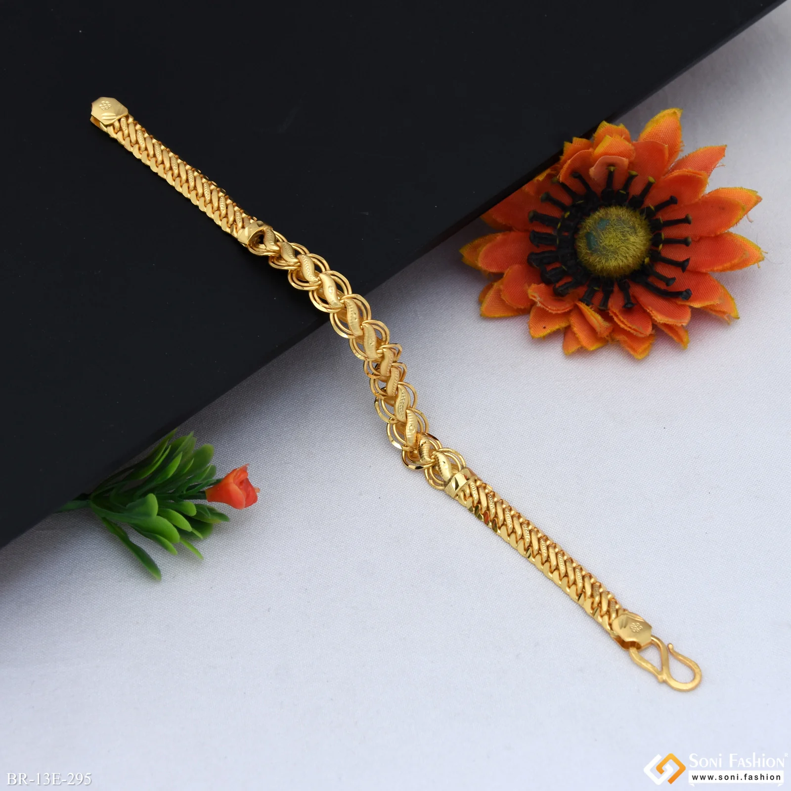 Antique Design Gold Plated Kohli Bracelet for Men - Style E295 - Image 3