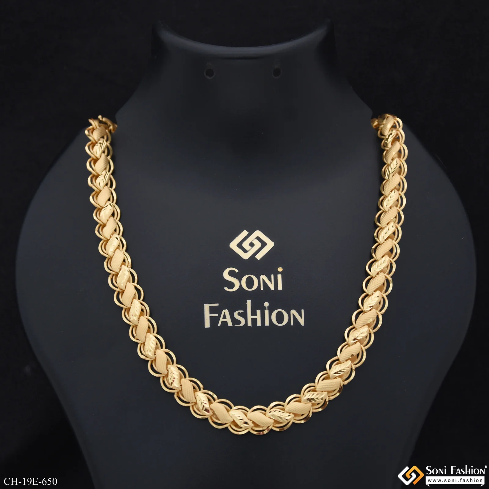 Antique Design Gold Plated Kohli Chain for Men - Style E650