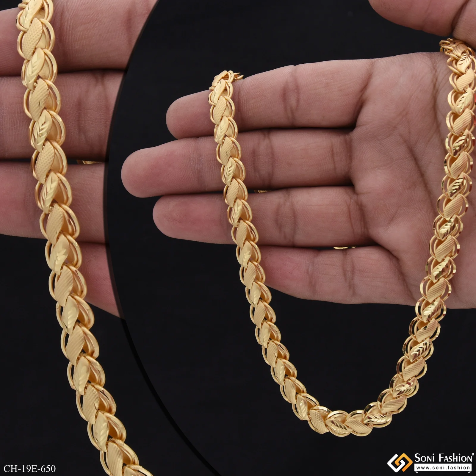 Antique Design Gold Plated Kohli Chain for Men - Style E650 - Image 2