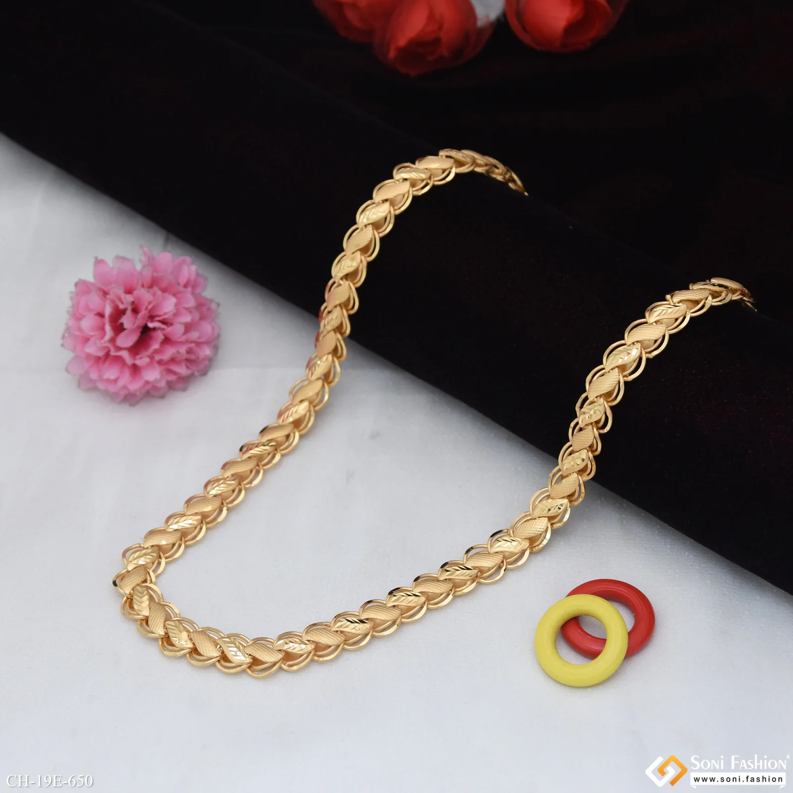 Antique Design Gold Plated Kohli Chain for Men - Style E650 - Image 4