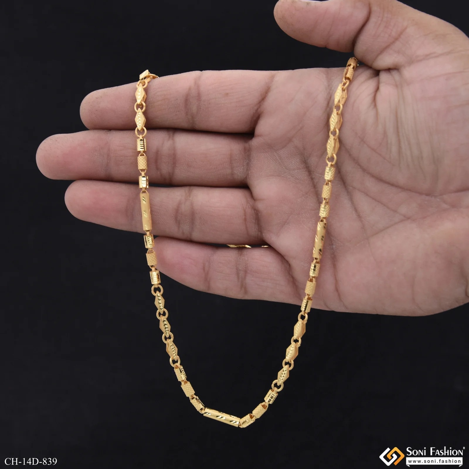 Antique Design Gold Plated Pipe Chain for Men - Style D839 - Image 2