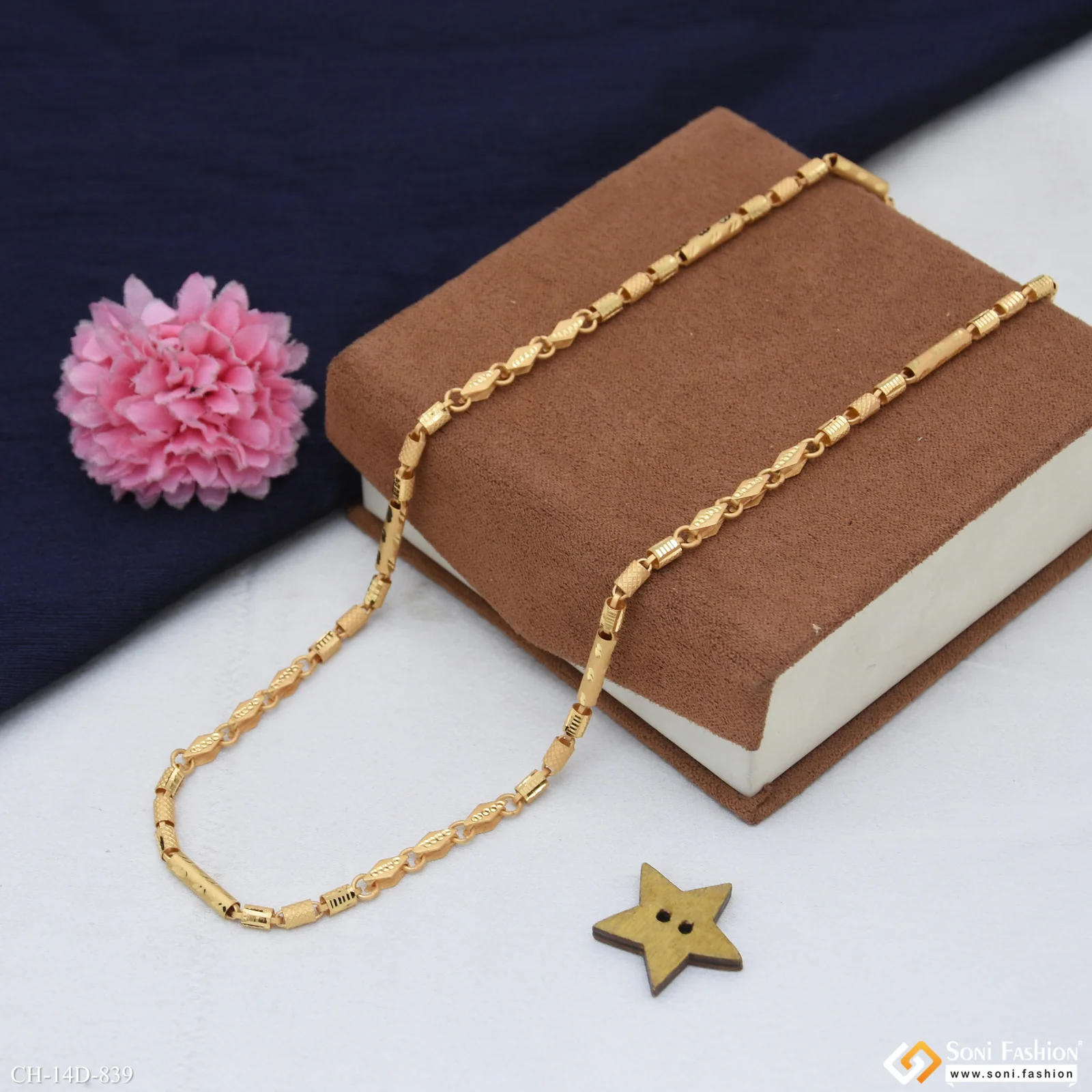 Antique Design Gold Plated Pipe Chain for Men - Style D839 - Image 3