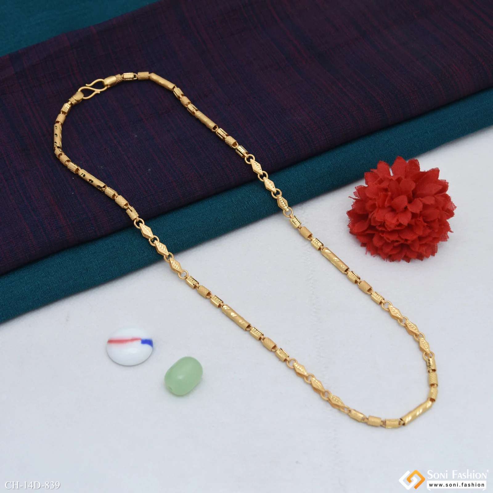 Antique Design Gold Plated Pipe Chain for Men - Style D839 - Image 4