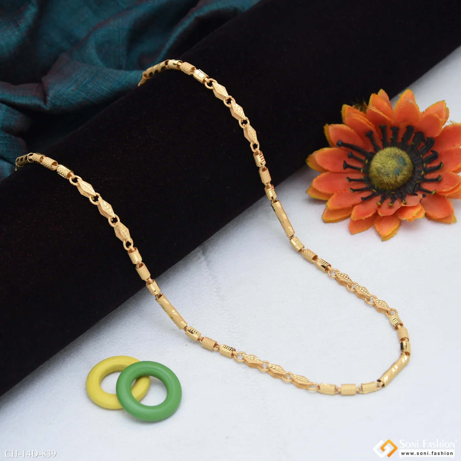 Antique Design Gold Plated Pipe Chain for Men - Style D839 - Image 5