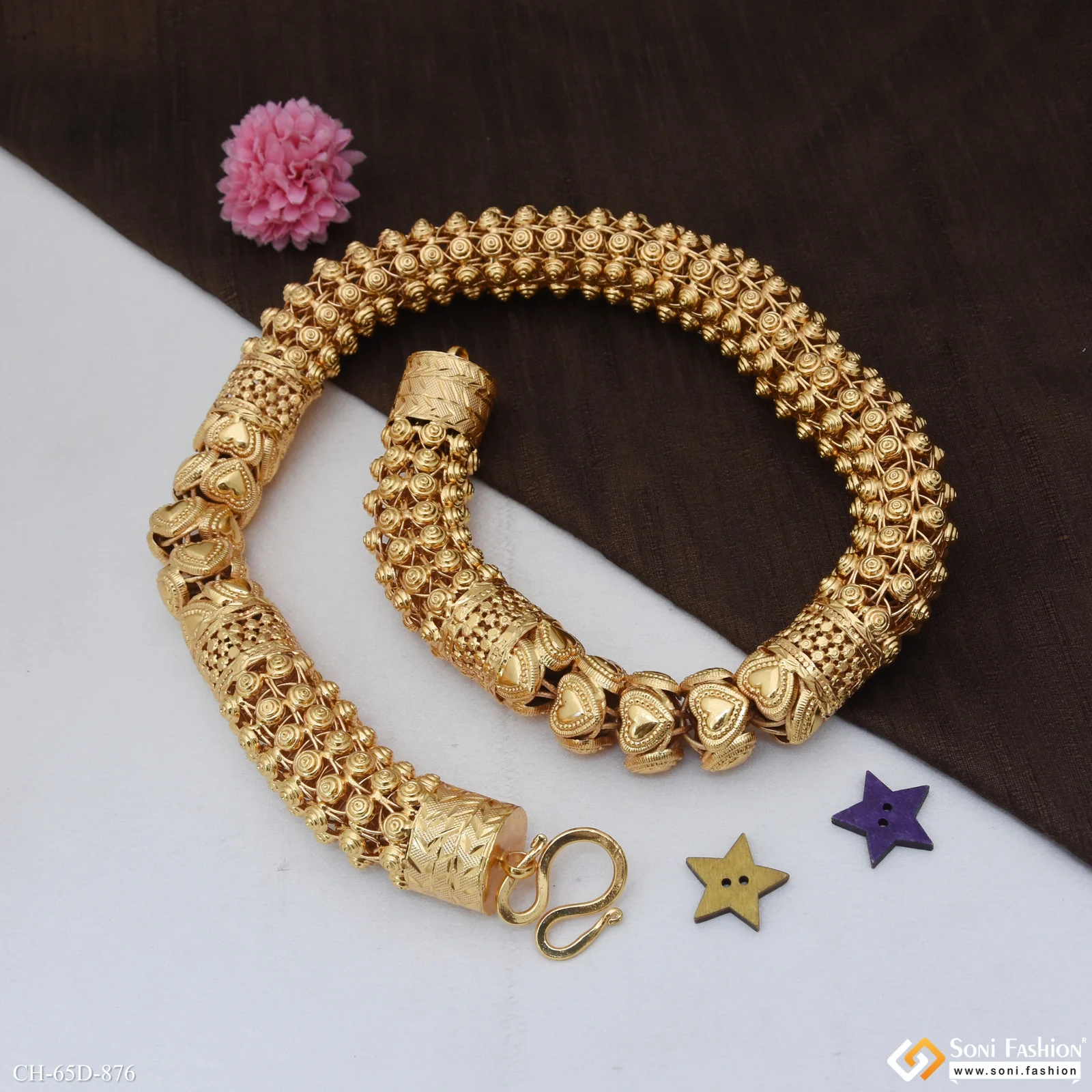 Antique Design Gold Plated Rajwadi Chain for Men - Style D876 - Image 5