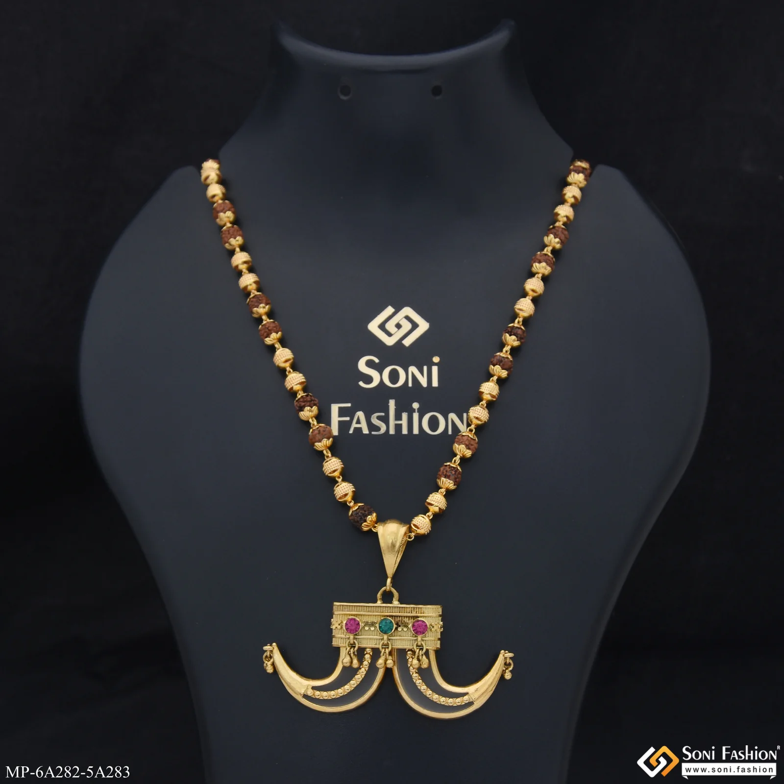 Artificial Dual Nail Pendant with Rudraksha Mala for Men (MP-A282-A283)