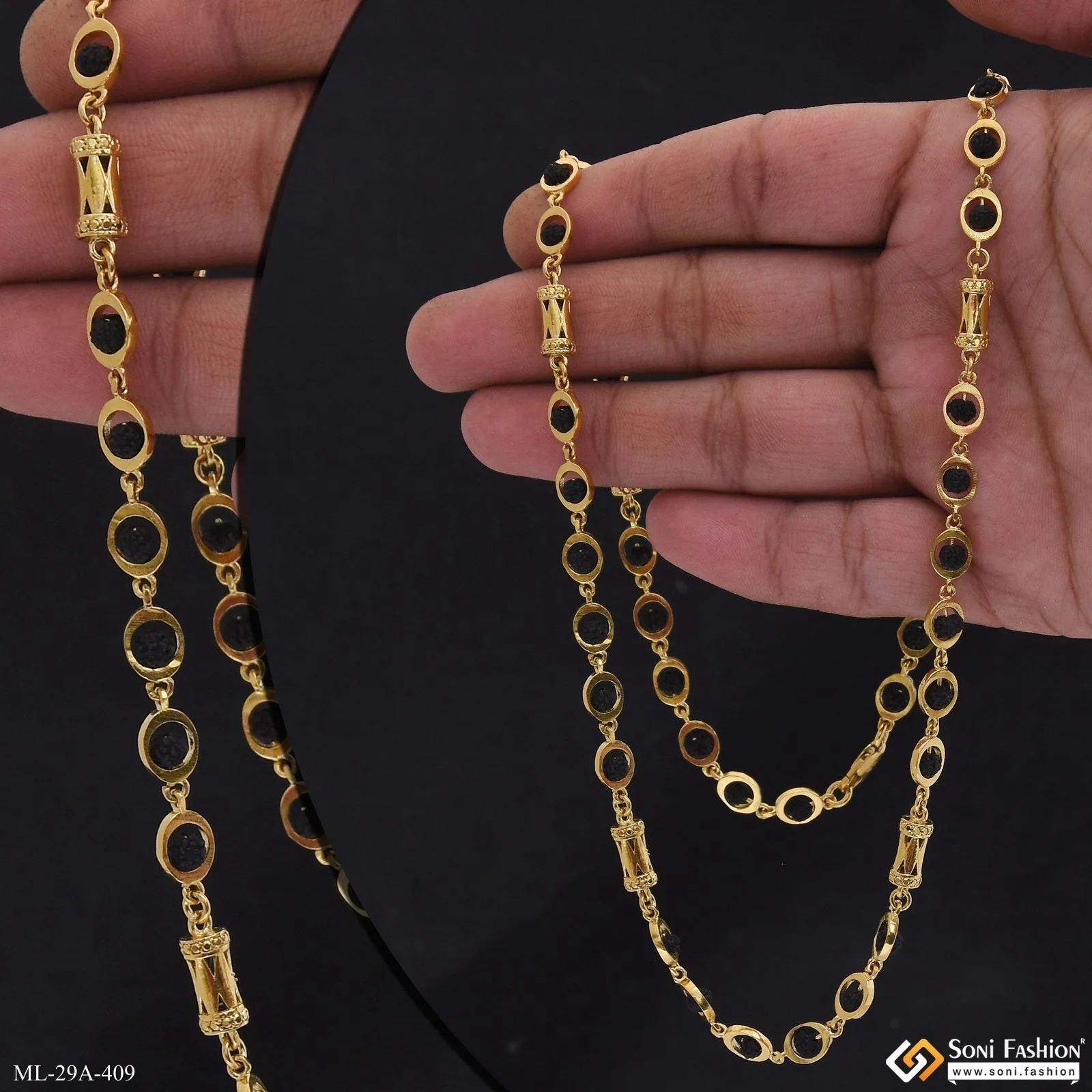 Artisanal Design 18k Gold Plated Rudraksha Mala for Men - Style A409 - Image 2