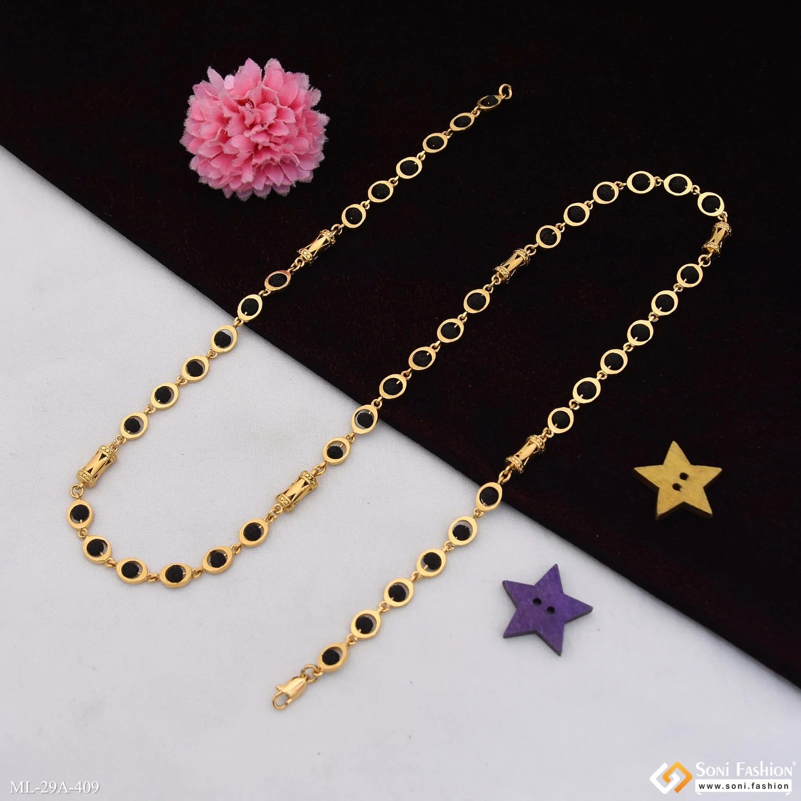 Artisanal Design 18k Gold Plated Rudraksha Mala for Men - Style A409 - Image 4