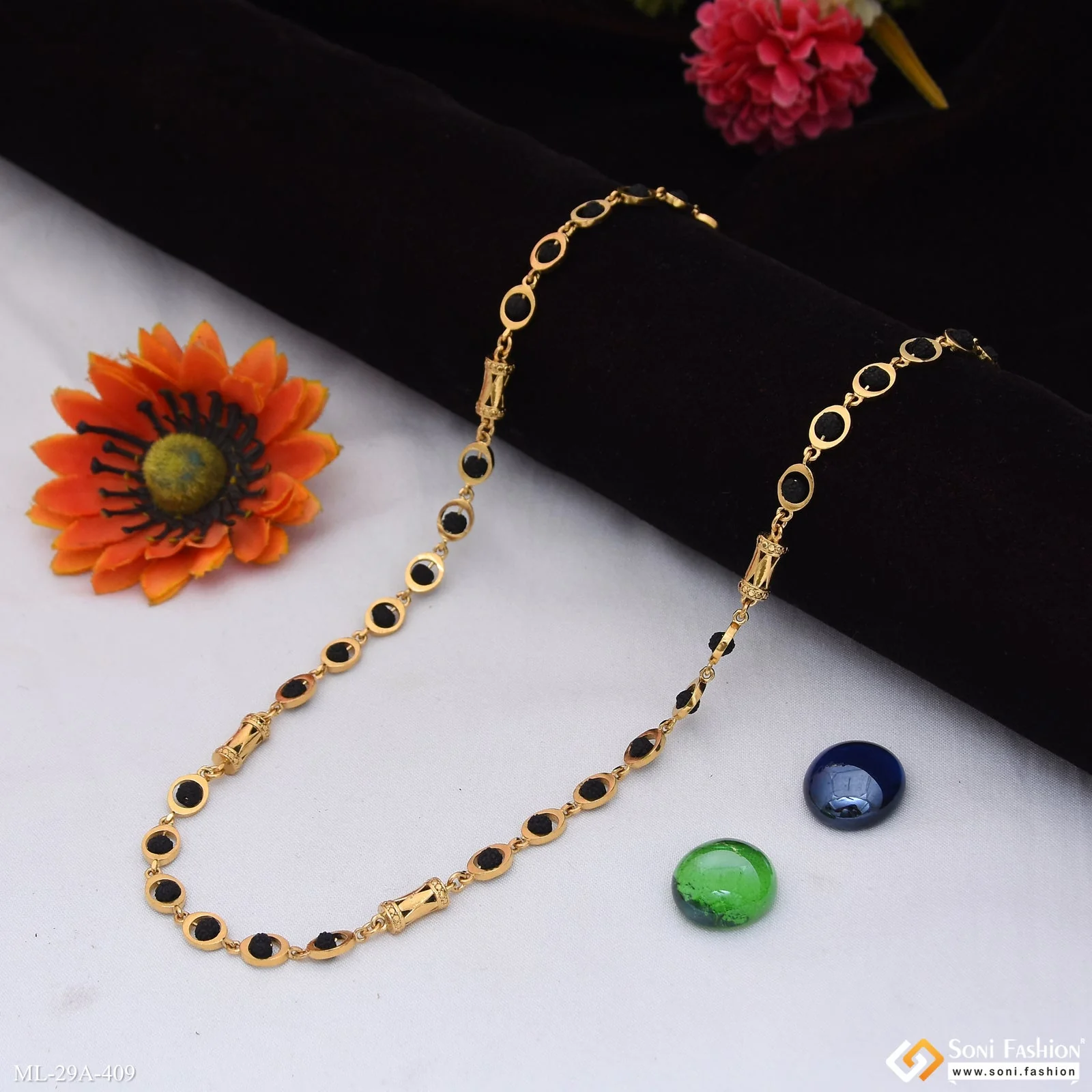 Artisanal Design 18k Gold Plated Rudraksha Mala for Men - Style A409 - Image 5