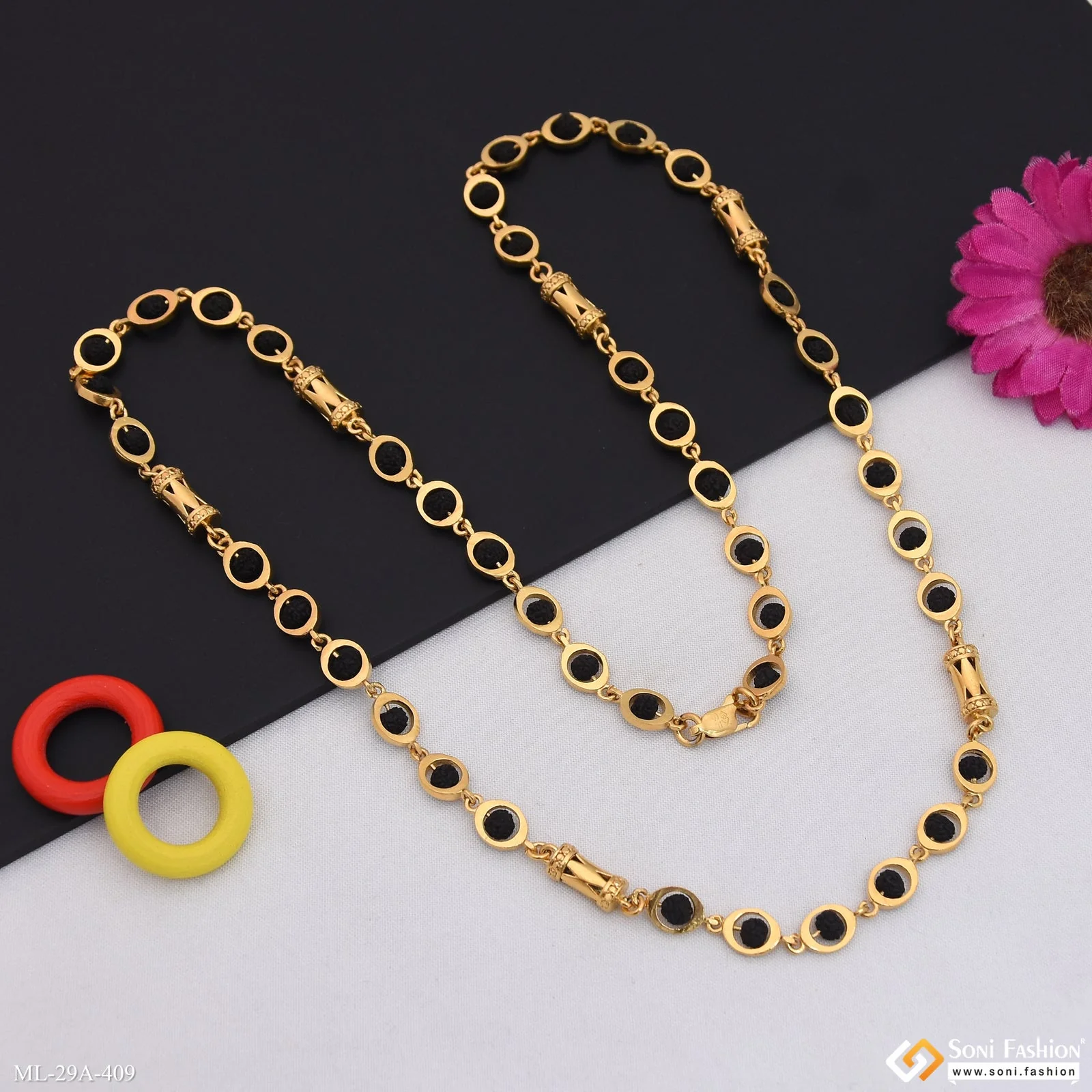 Artisanal Design 18k Gold Plated Rudraksha Mala for Men - Style A409 - Image 6