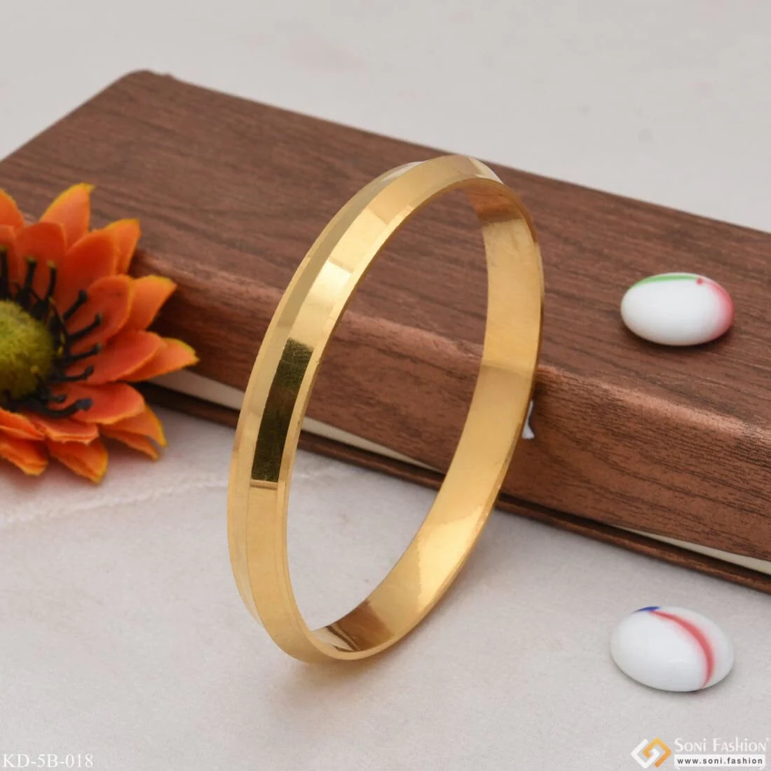 Artisanal Design Exciting Design High-Quality Gold Plated Kada for Men - Style B018 - Image 2