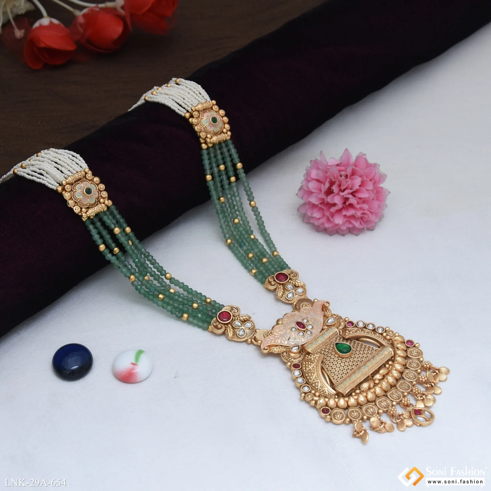 Artisanal Design Gold Plated Antique Necklace for Women - Style A654 - Image 4