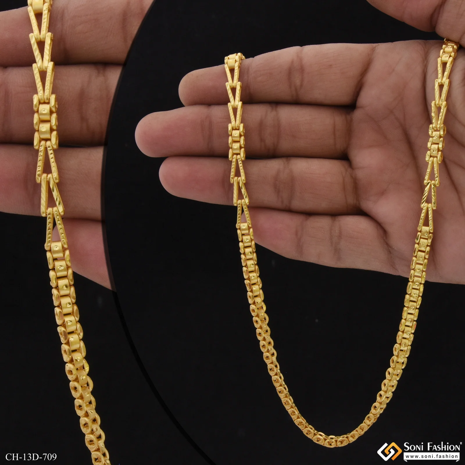 Artisanal Design Gold Plated Box Chain for Men - Style D709 - Image 2