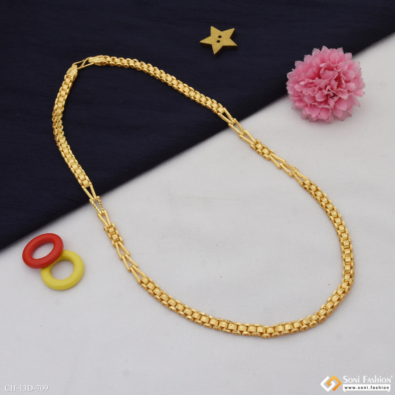 Artisanal Design Gold Plated Box Chain for Men - Style D709 - Image 4