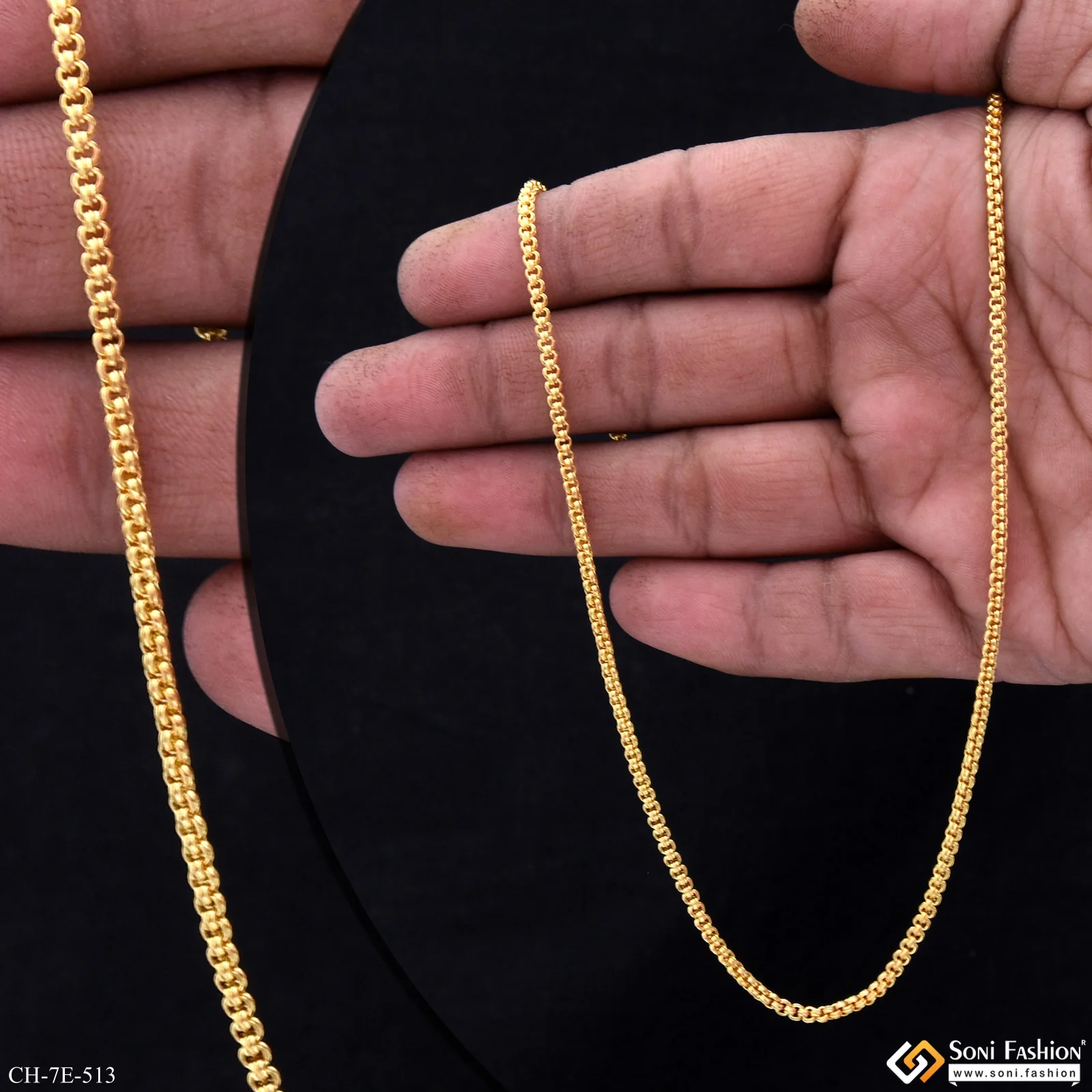 Artisanal Design Gold Plated Box Chain for Men - Style E513 - Image 2