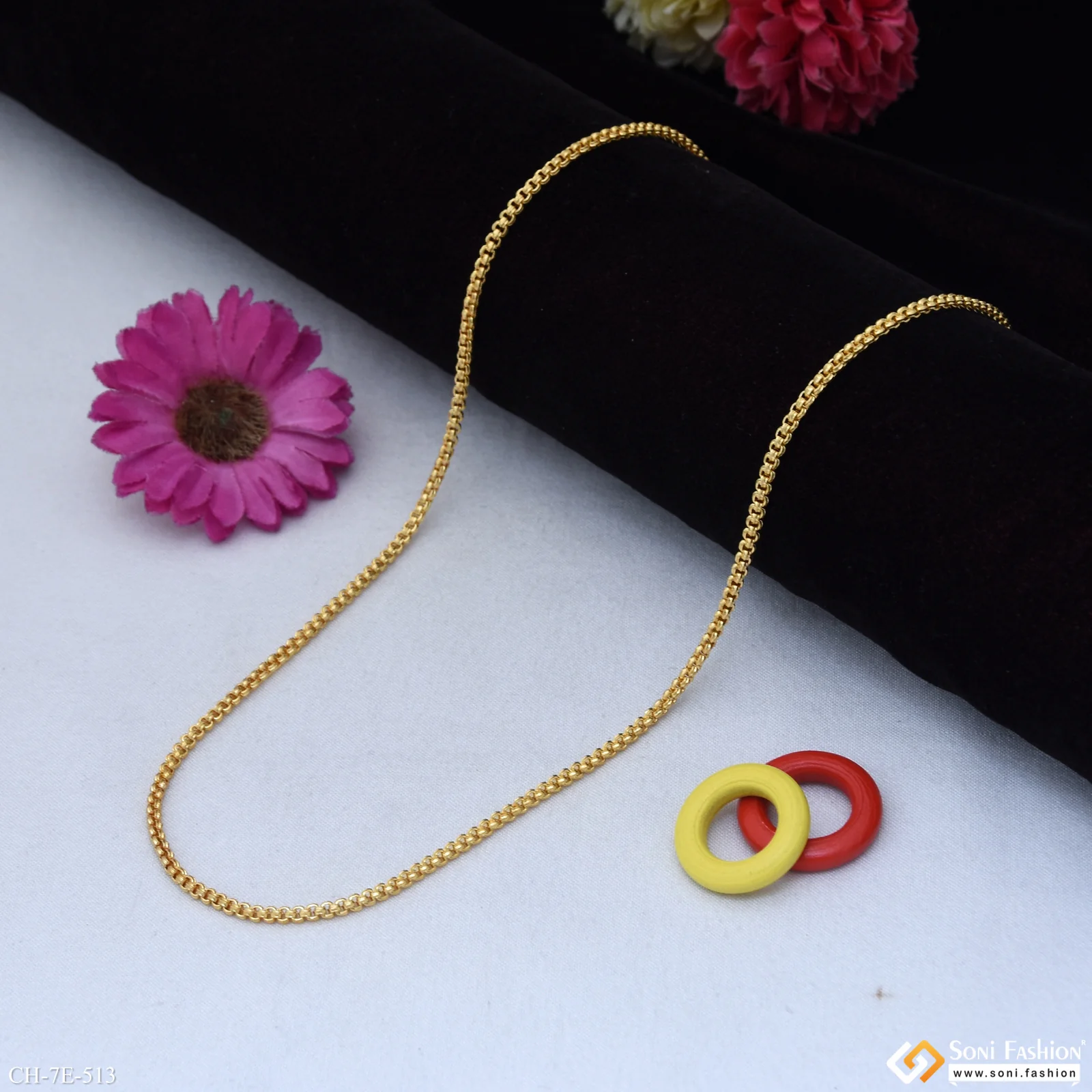 Artisanal Design Gold Plated Box Chain for Men - Style E513 - Image 3