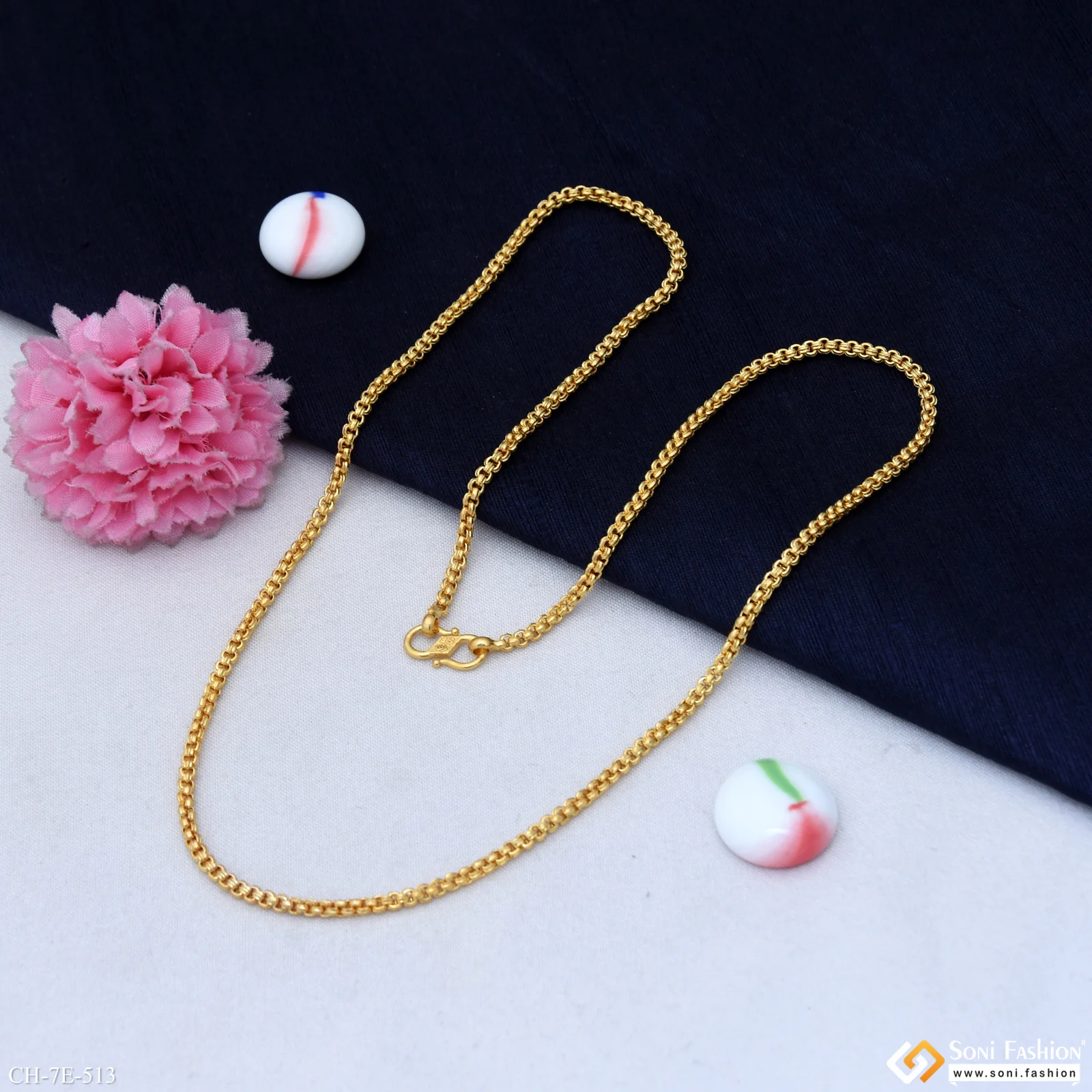 Artisanal Design Gold Plated Box Chain for Men - Style E513 - Image 5