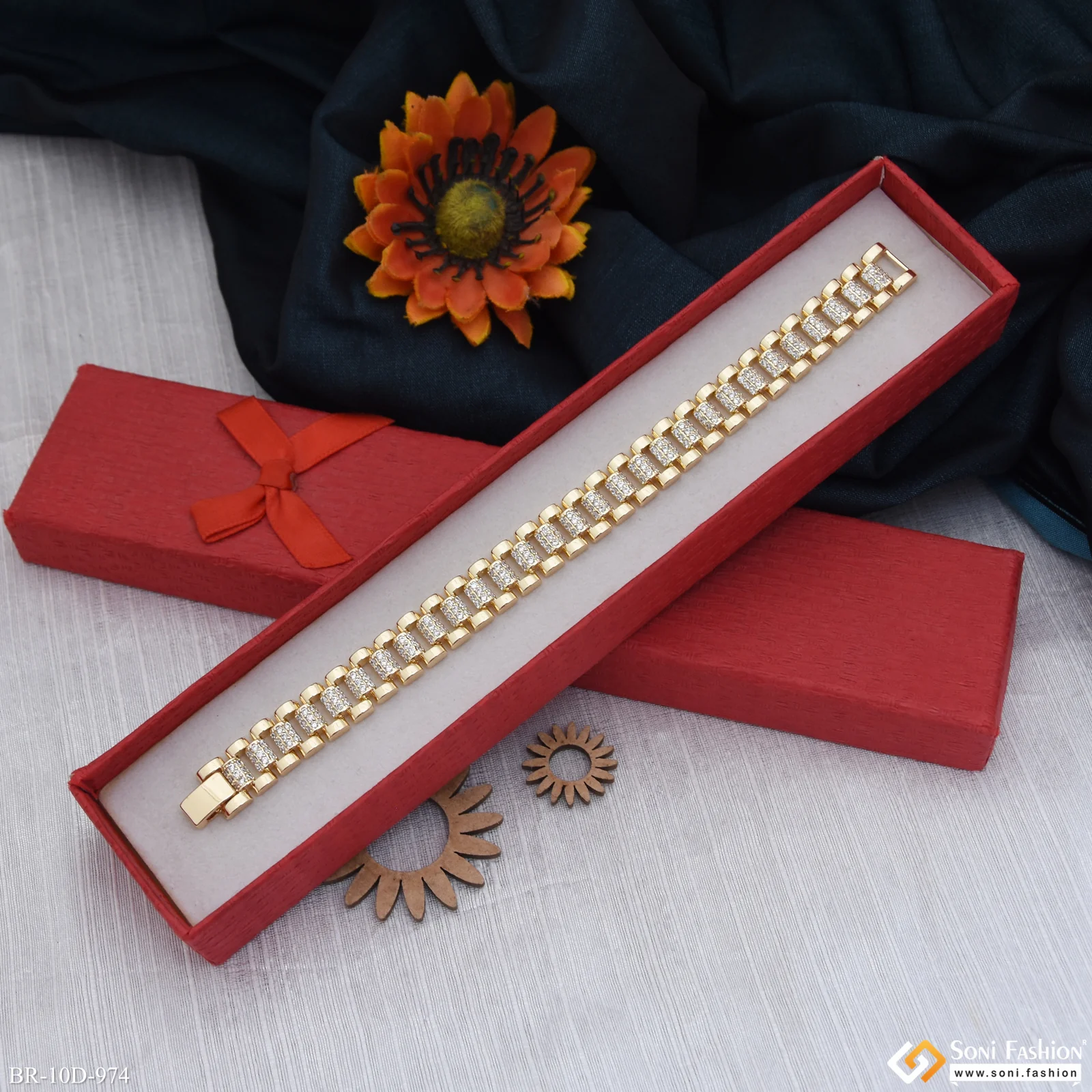 Artisanal Design Gold Plated Bracelet for Men - Style D974 - Image 2