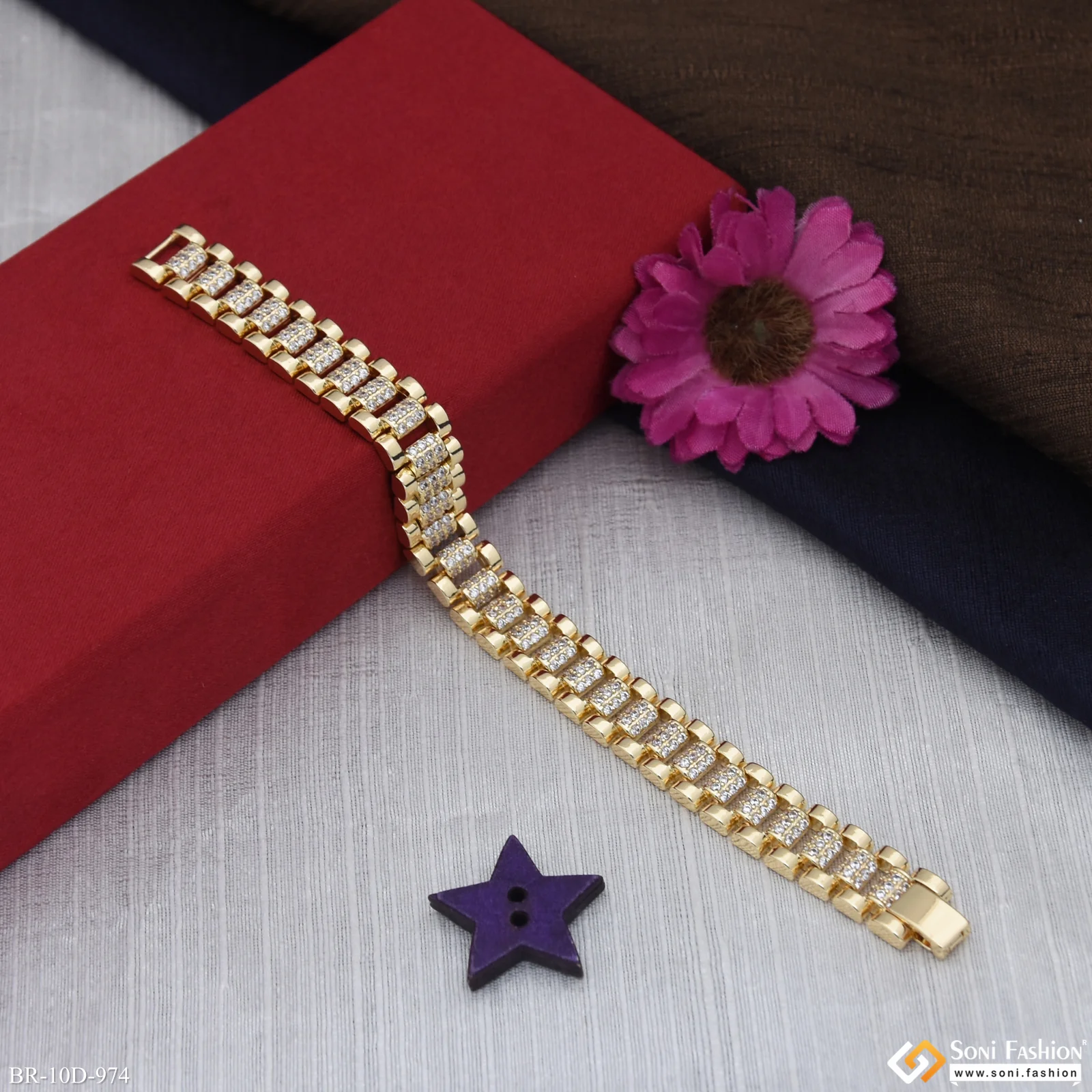 Artisanal Design Gold Plated Bracelet for Men - Style D974 - Image 5