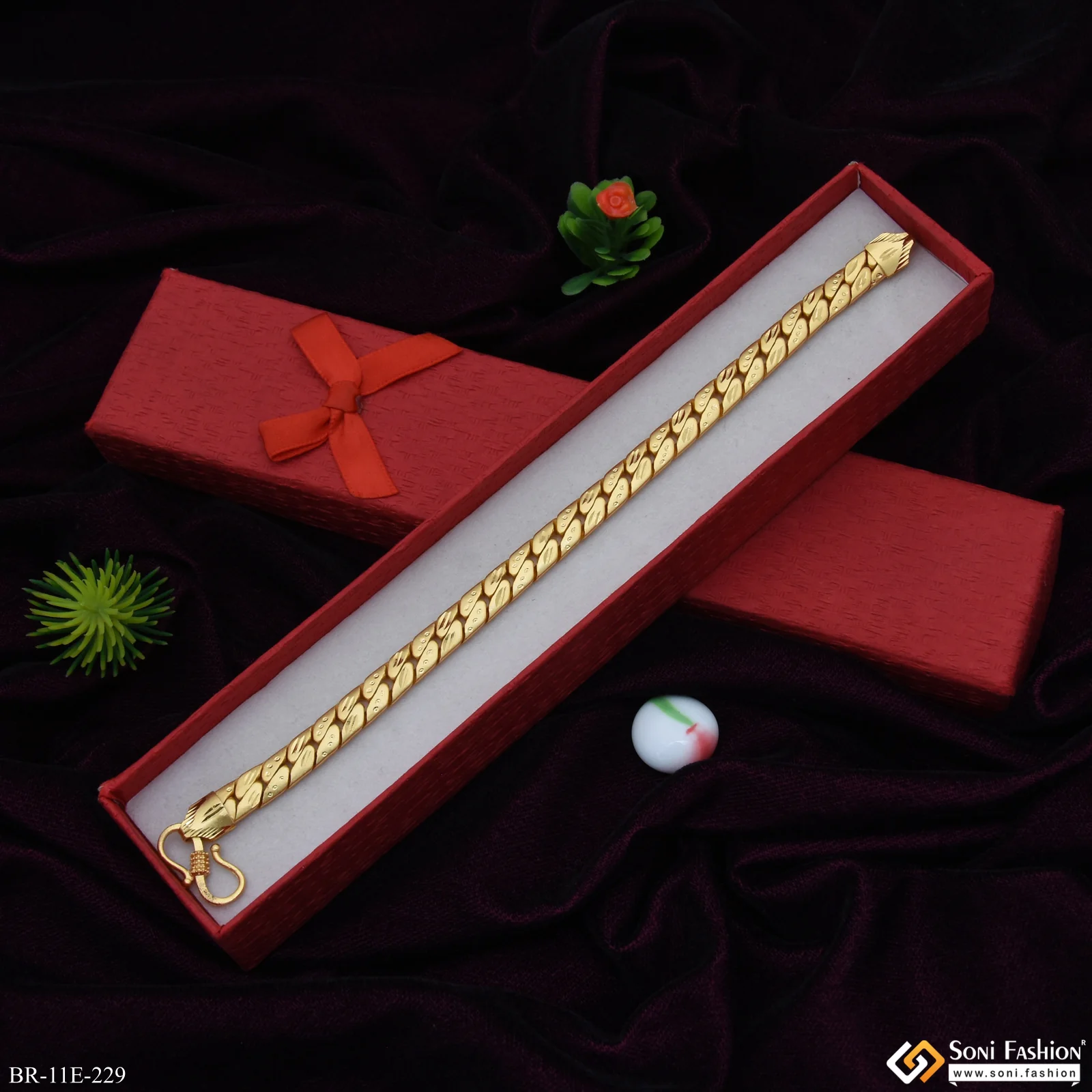 Artisanal Design Gold Plated Bracelet for Men - Style E229 - Image 2