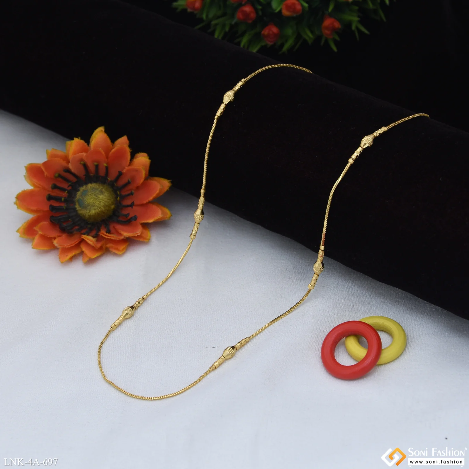Artisanal Design Gold Plated Chain for Ladies - Style A697 - Image 3