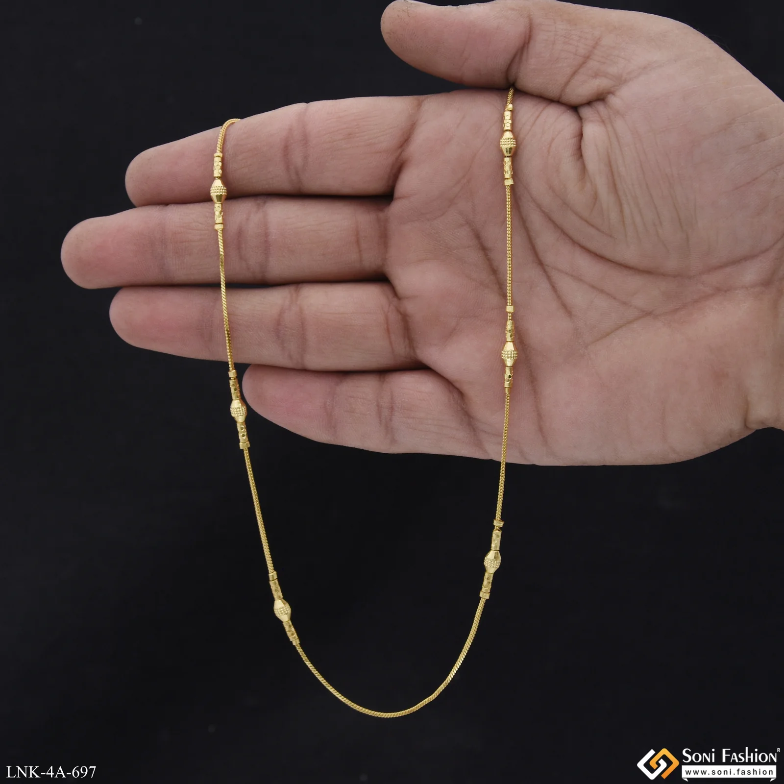 Artisanal Design Gold Plated Chain for Ladies - Style A697 - Image 6