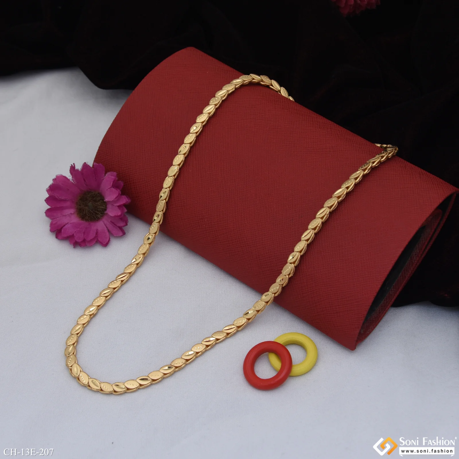 Artisanal Design Gold Plated Chain for Men - Style E207 - Image 3