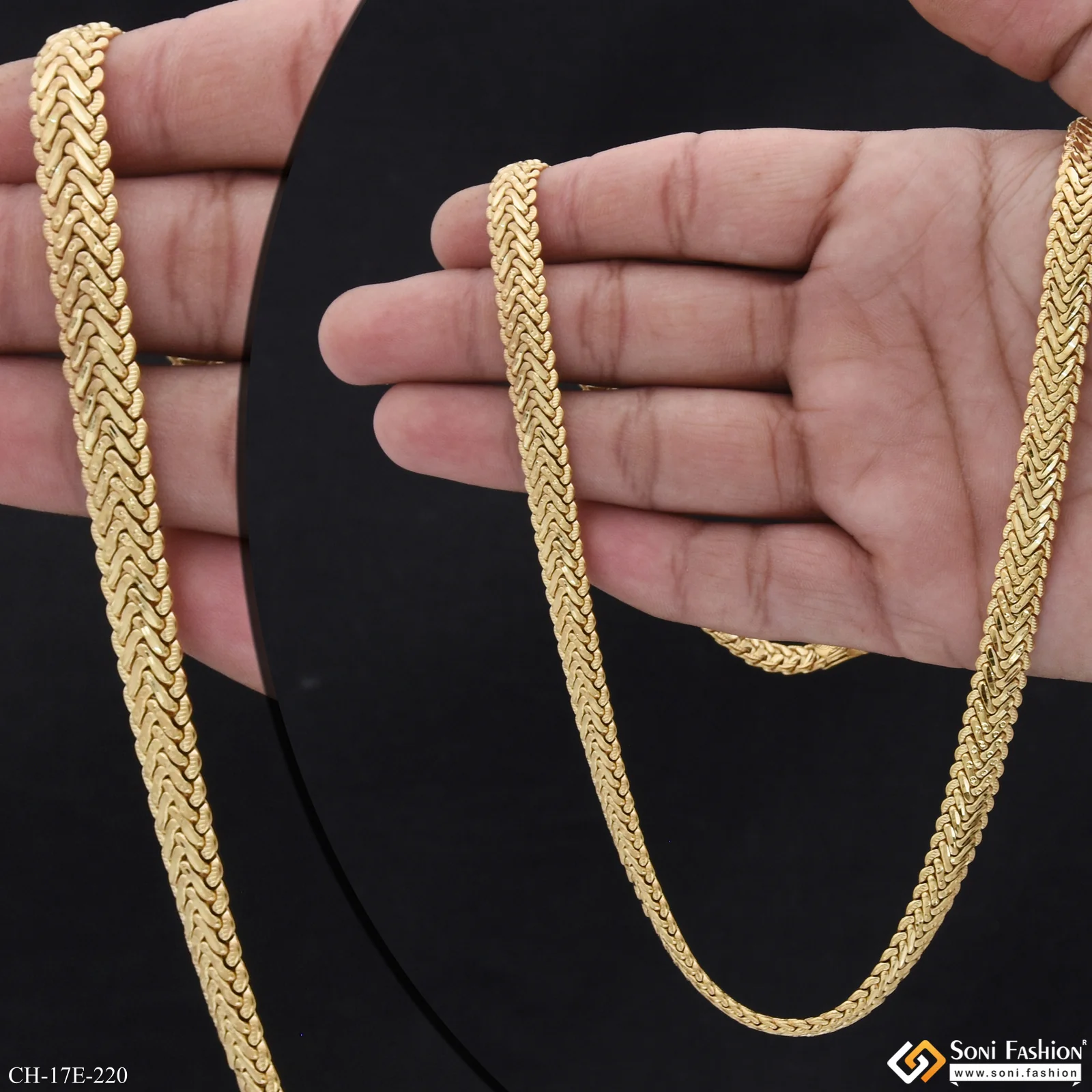 Artisanal Design Gold Plated Chain for Men - Style E220 - Image 2