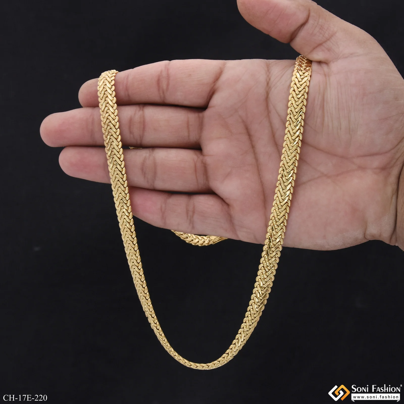 Artisanal Design Gold Plated Chain for Men - Style E220 - Image 5