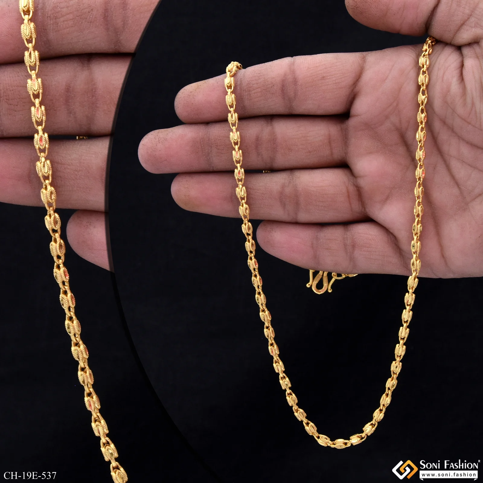 Artisanal Design Gold Plated Chain for Men - Style E537 - Image 2