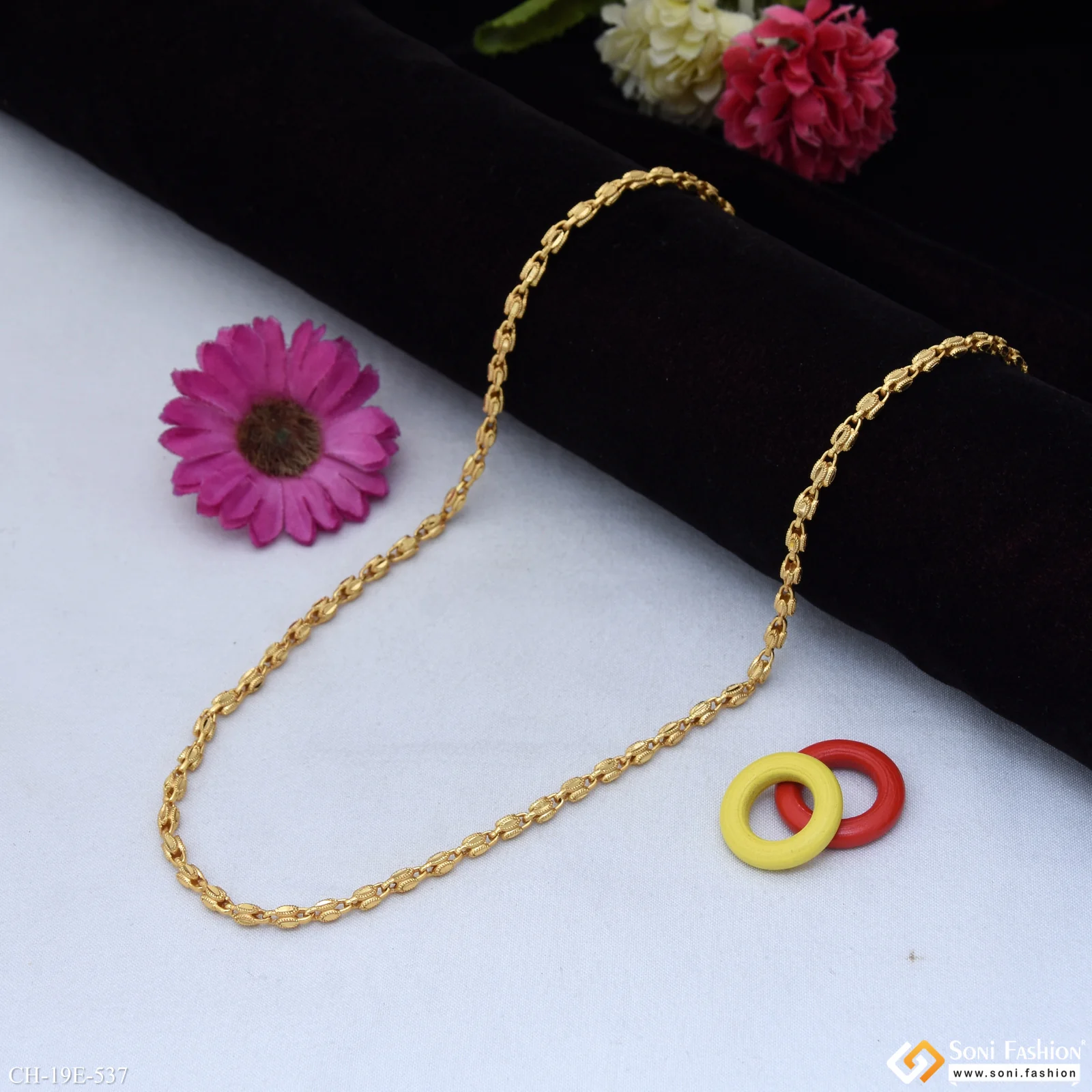 Artisanal Design Gold Plated Chain for Men - Style E537 - Image 3