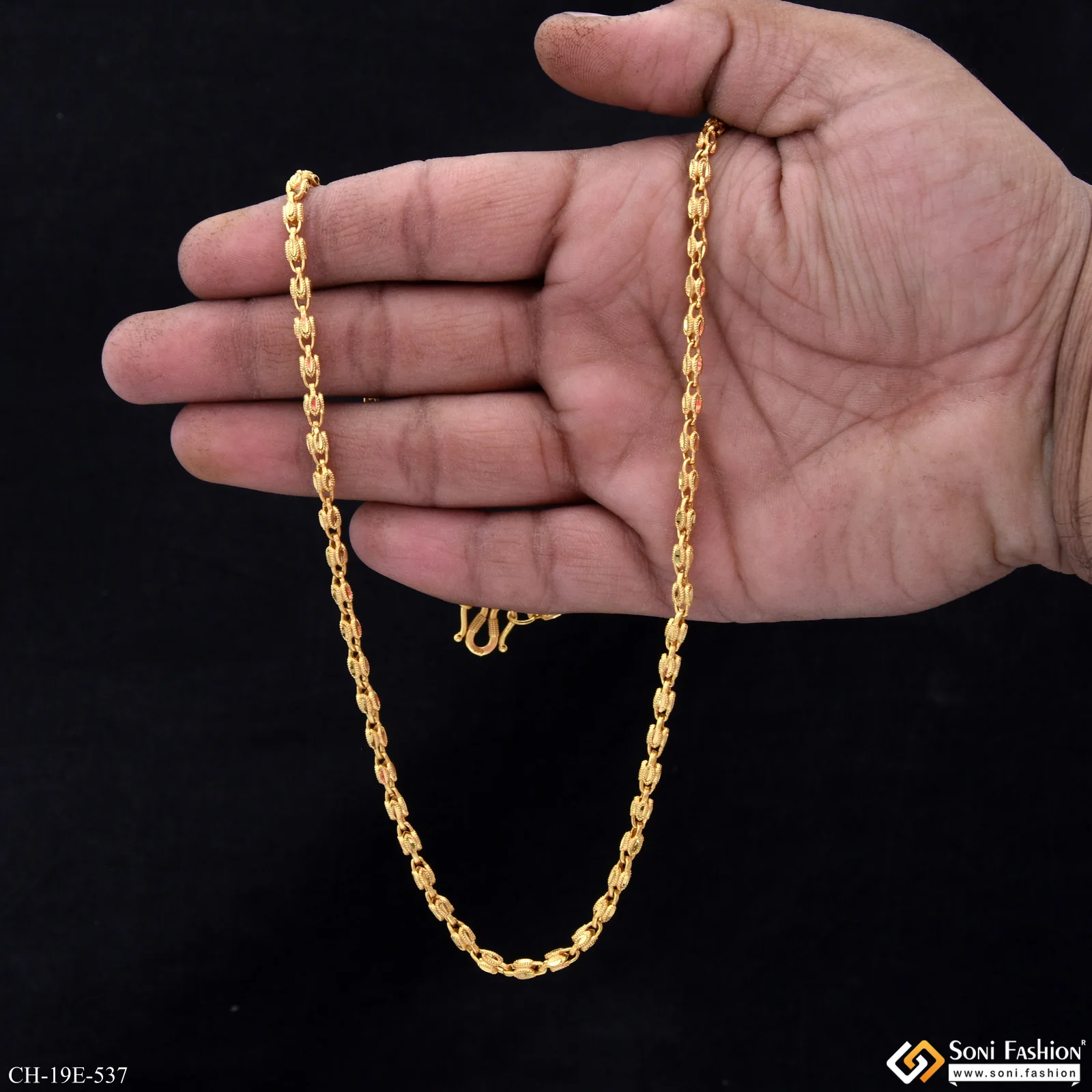 Artisanal Design Gold Plated Chain for Men - Style E537 - Image 6