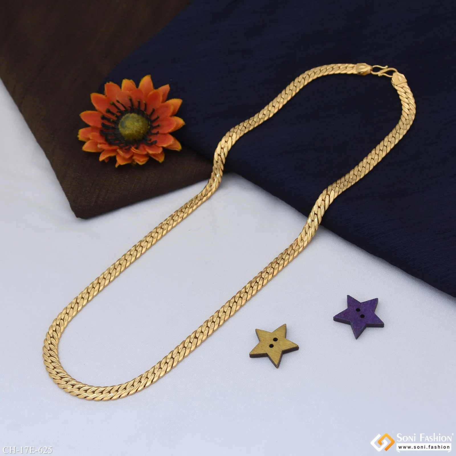 Artisanal Design Gold Plated Chain for Men - Style E625 - Image 3