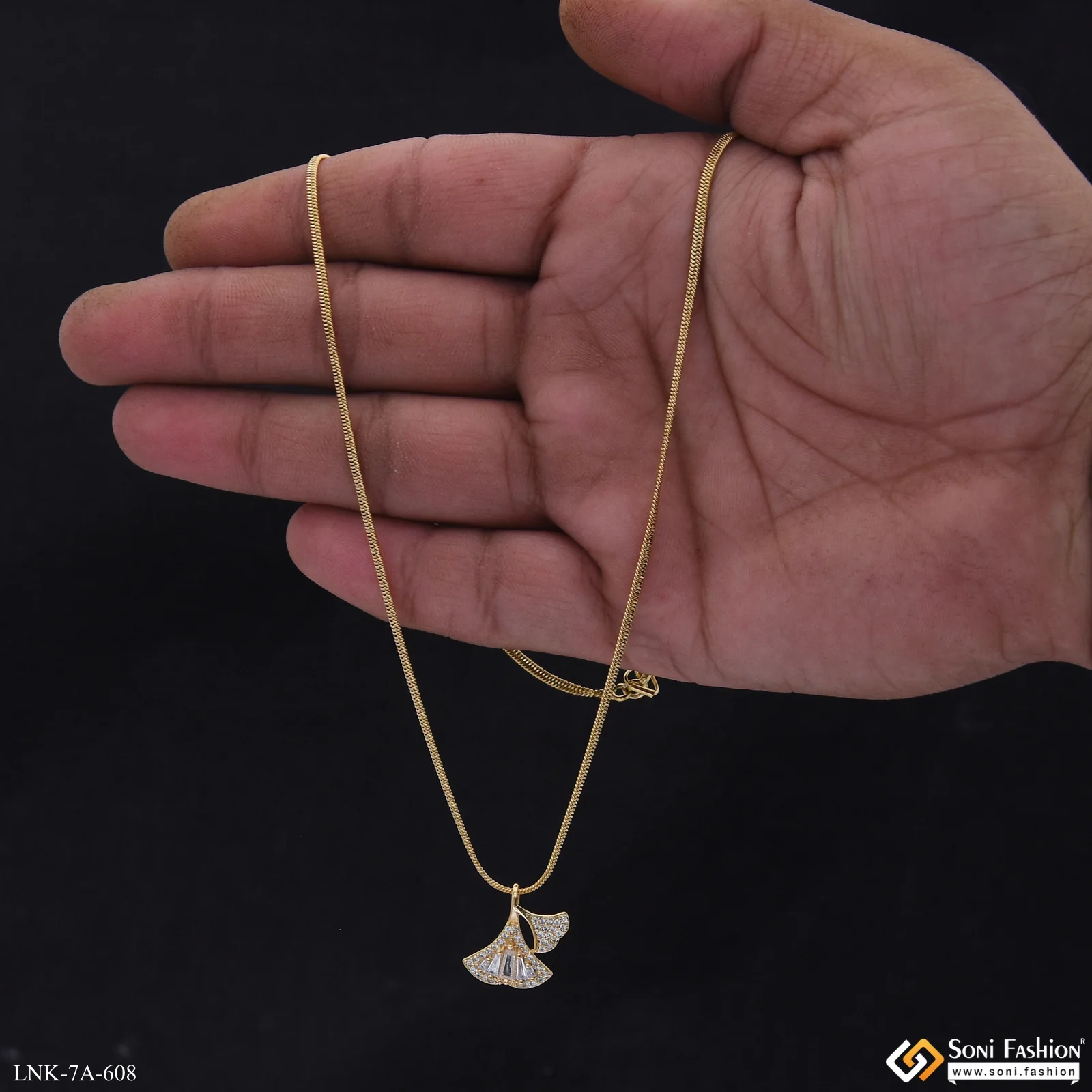 Artisanal Design Gold Plated Chain Pendant for Ladies - Style A608 - Image 2