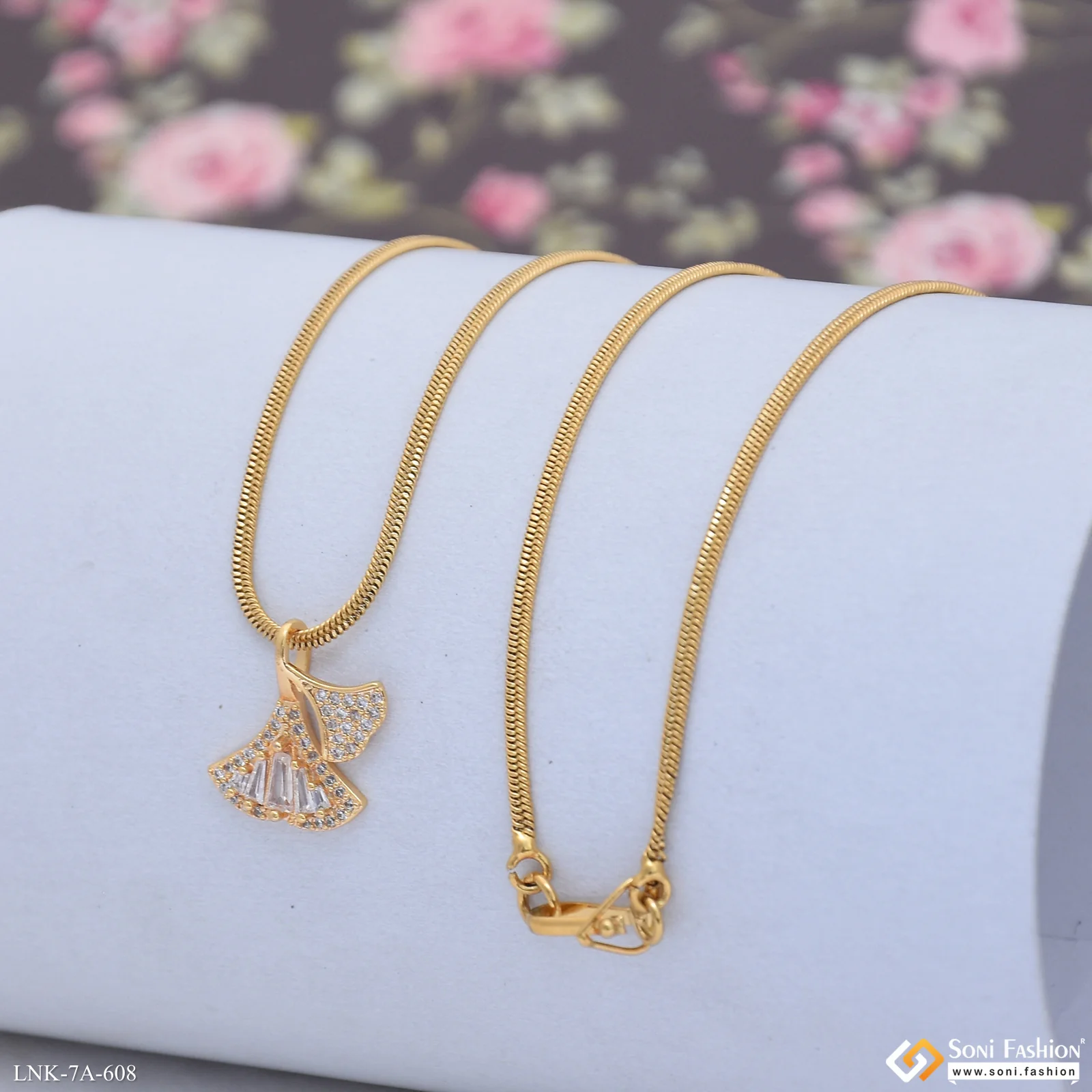 Artisanal Design Gold Plated Chain Pendant for Ladies - Style A608 - Image 3