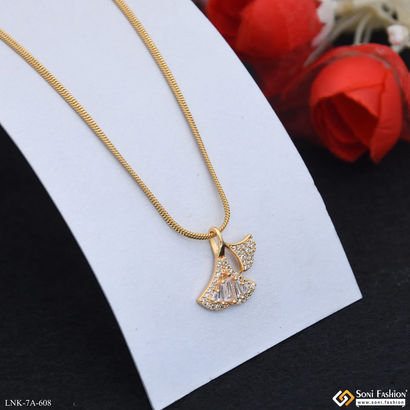 Artisanal Design Gold Plated Chain Pendant for Ladies - Style A608 - Image 4