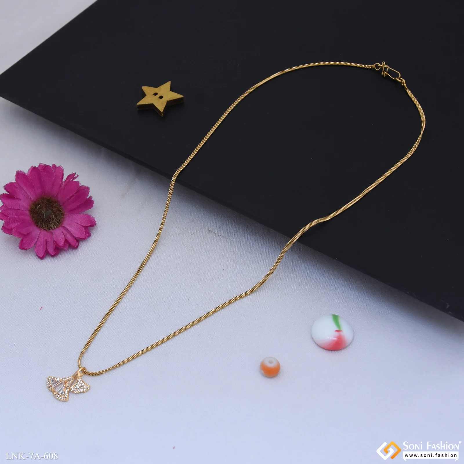 Artisanal Design Gold Plated Chain Pendant for Ladies - Style A608 - Image 5