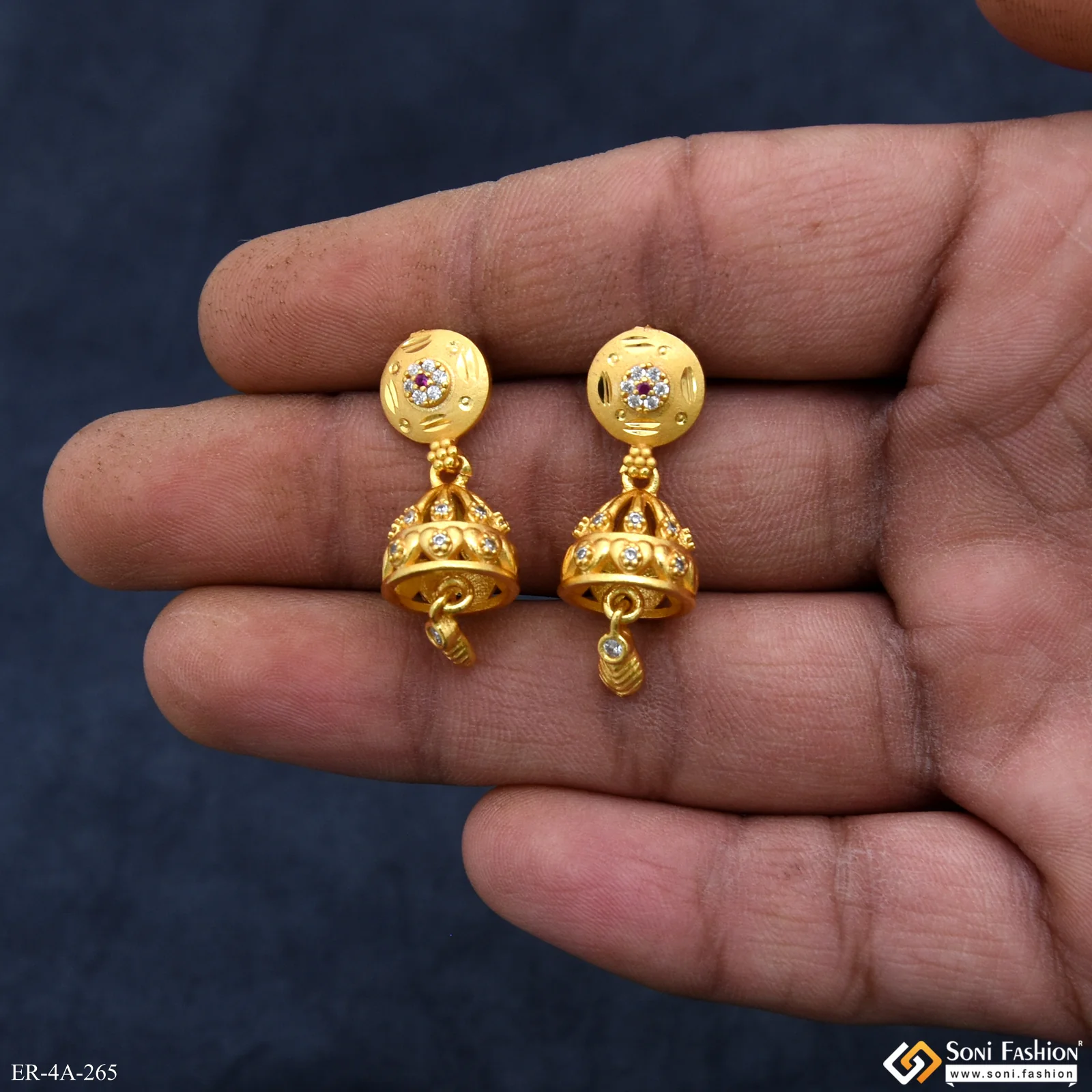 Artisanal Design Gold Plated Earrings for Ladies - Style A265 - Image 2