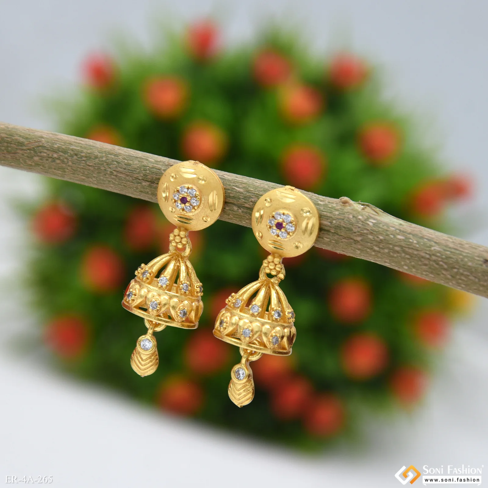 Artisanal Design Gold Plated Earrings for Ladies - Style A265 - Image 4