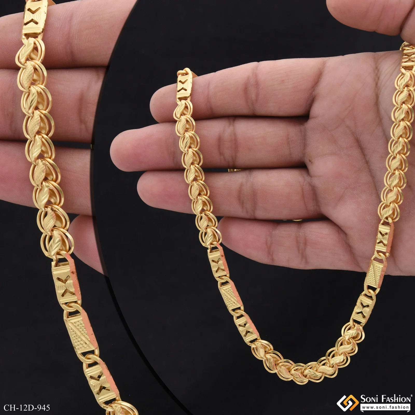 Artisanal Design Gold Plated Kohli Nawabi Chain for Men - Style D945 - Image 2