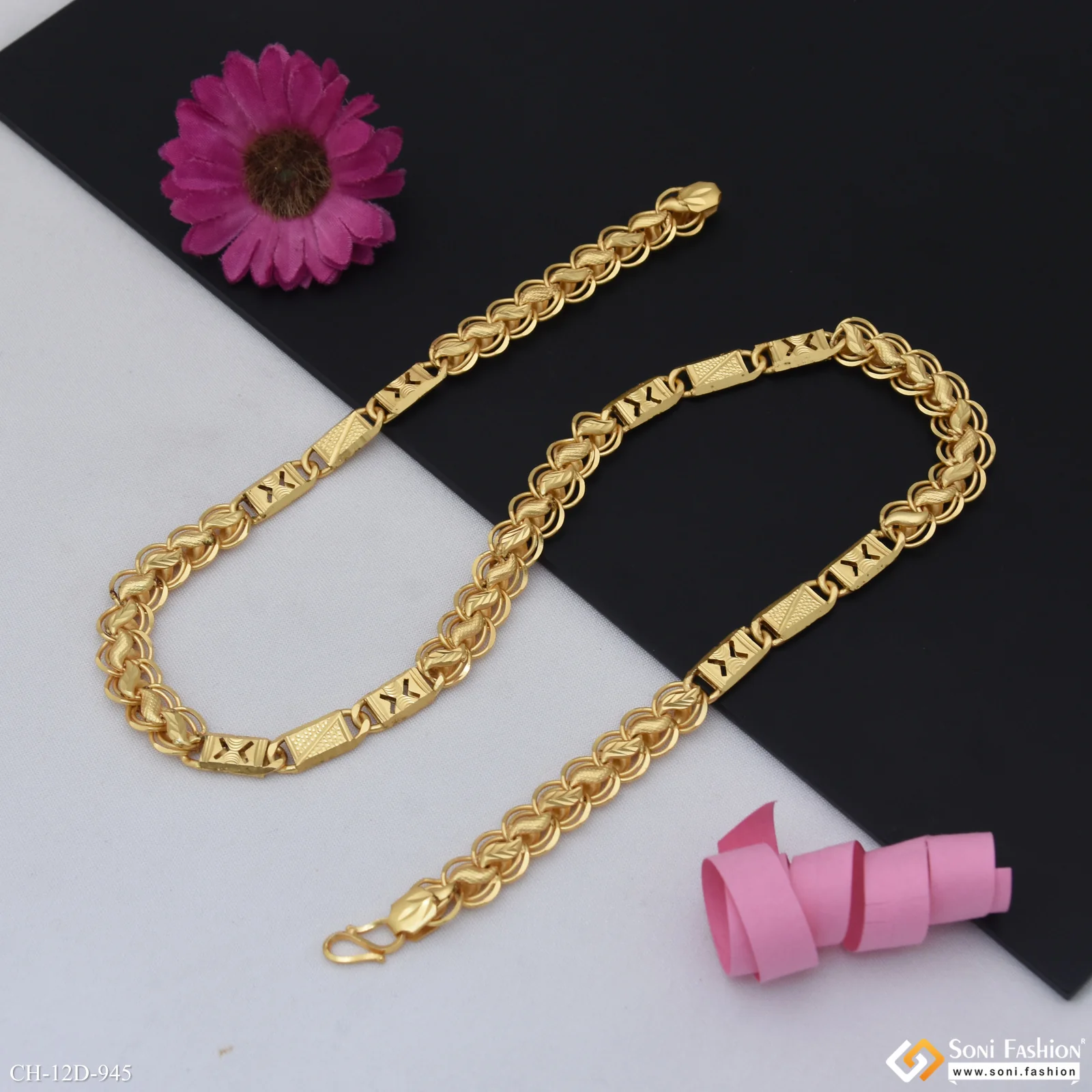 Artisanal Design Gold Plated Kohli Nawabi Chain for Men - Style D945 - Image 5