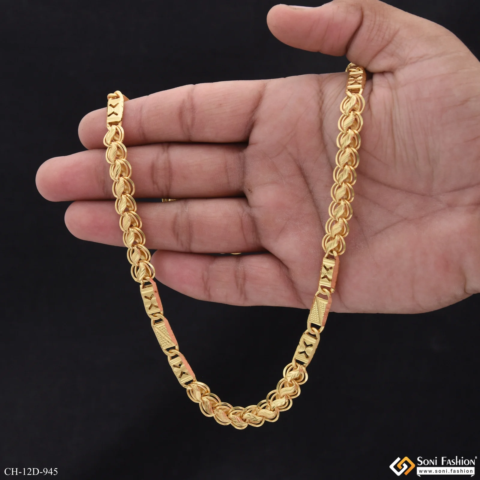 Artisanal Design Gold Plated Kohli Nawabi Chain for Men - Style D945 - Image 6